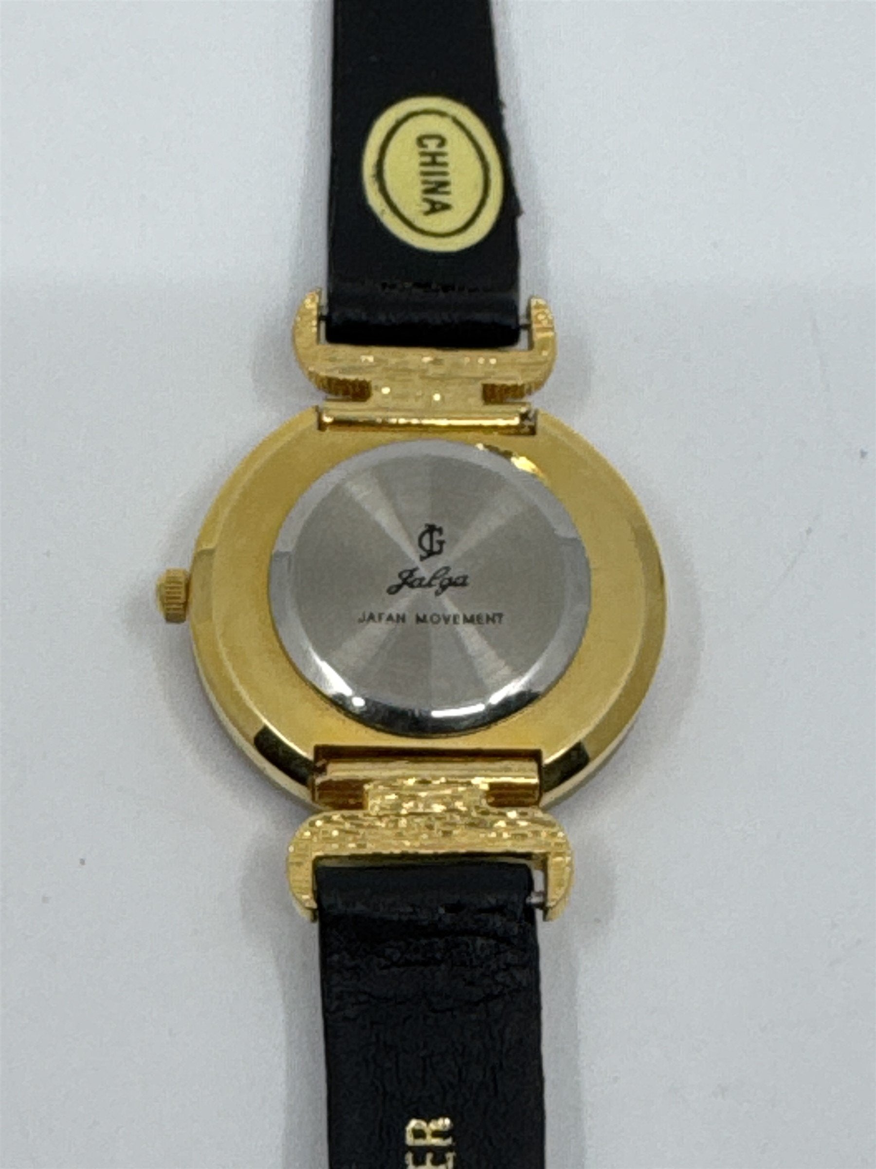 Vintage Jalga Watch Roman Woman Cream /w Red Trim Accent, Black Leather Band