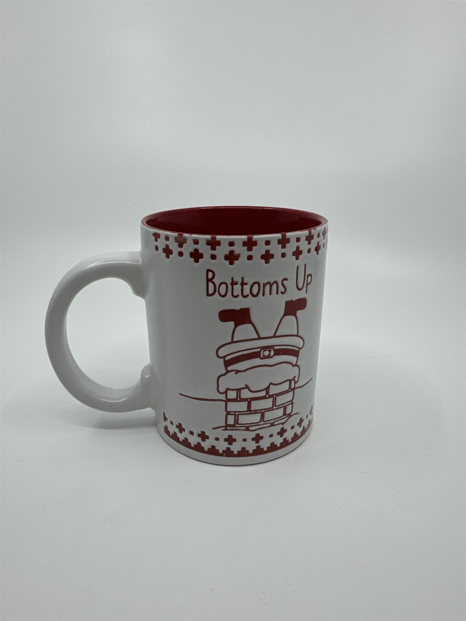 Christmas Santa Claus Bottoms Up! Santa Coming Down Chimney Tactile Mug