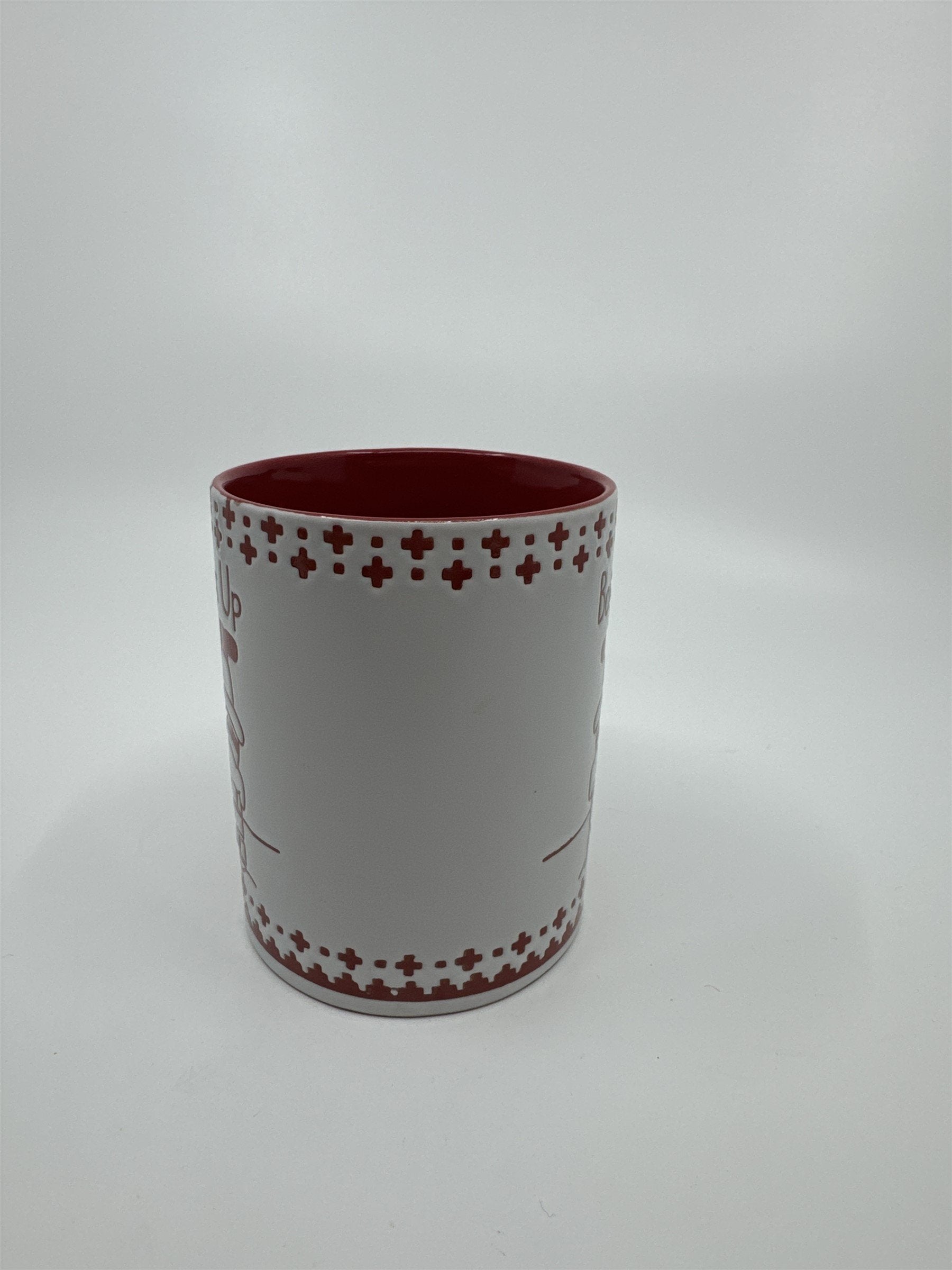 Christmas Santa Claus Bottoms Up! Santa Coming Down Chimney Tactile Mug