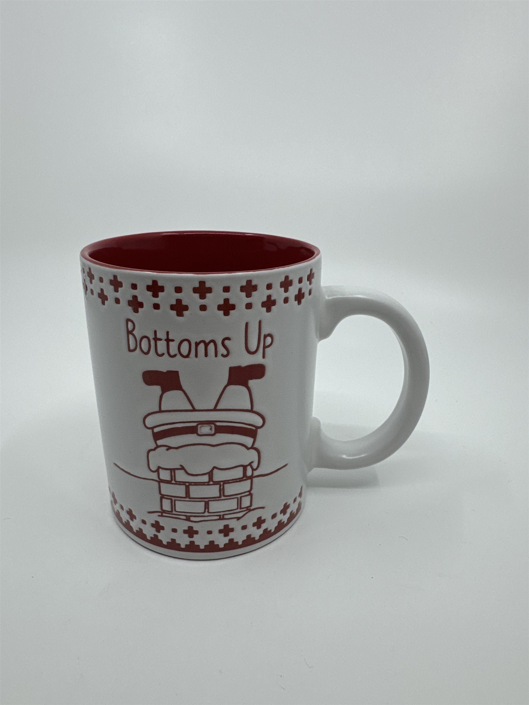Christmas Santa Claus Bottoms Up! Santa Coming Down Chimney Tactile Mug