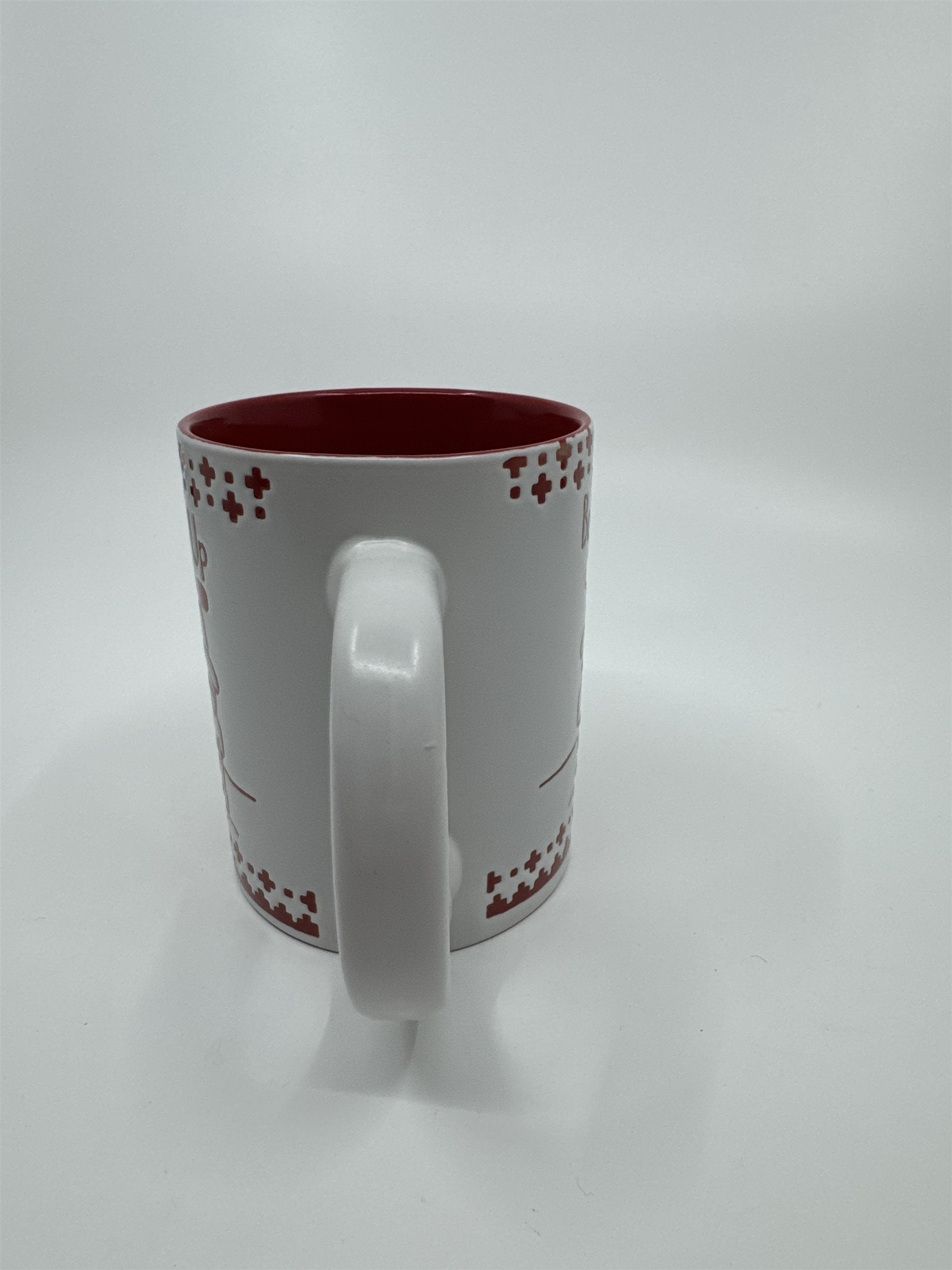 Christmas Santa Claus Bottoms Up! Santa Coming Down Chimney Tactile Mug