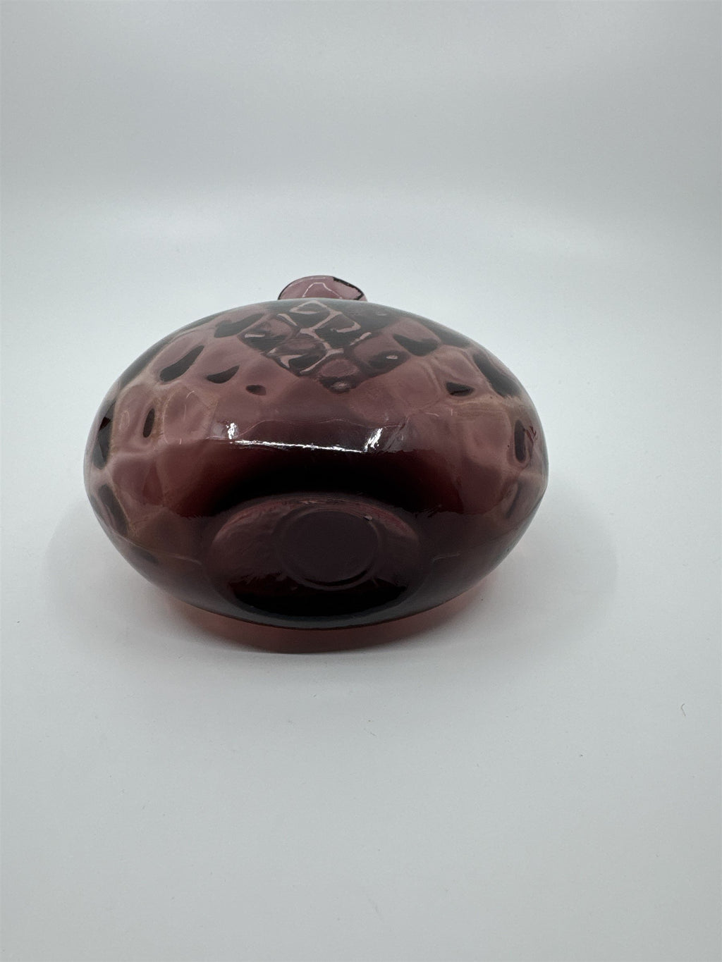 Vintage Amethyst Purple Blown Art Glass Vase Ruffled Top Ribbed Optic Vase