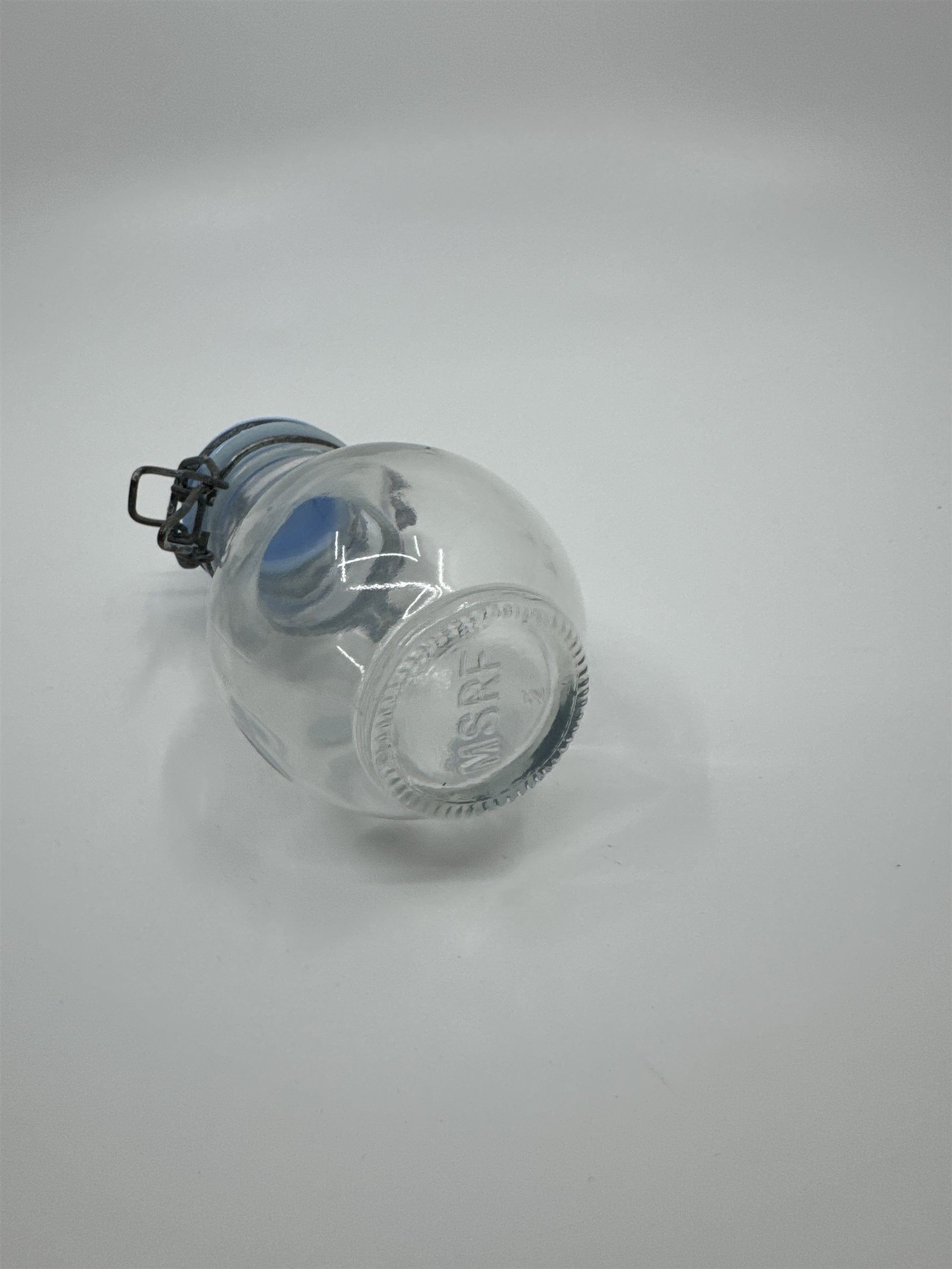 Hand Painted Glass Snowman Jar Bottle Bail Closure Lid Blue /w Mittens 5" MSRF