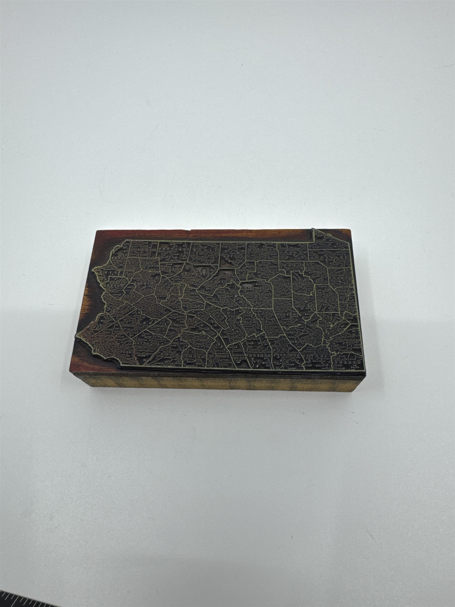 Antique Letterpress Map of Pennsylvania Printing Press Wooden Printers Engraving