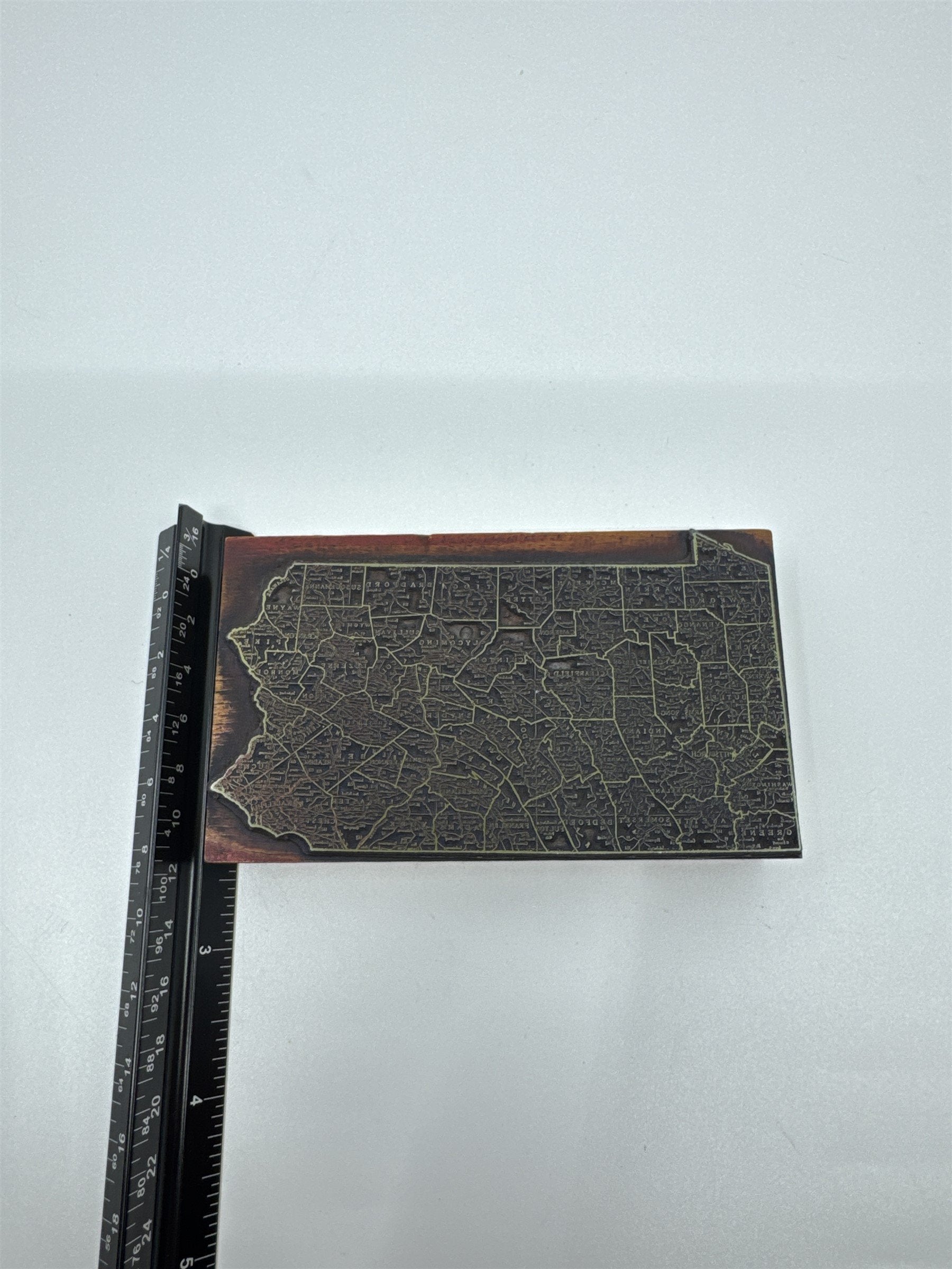 Antique Letterpress Map of Pennsylvania Printing Press Wooden Printers Engraving