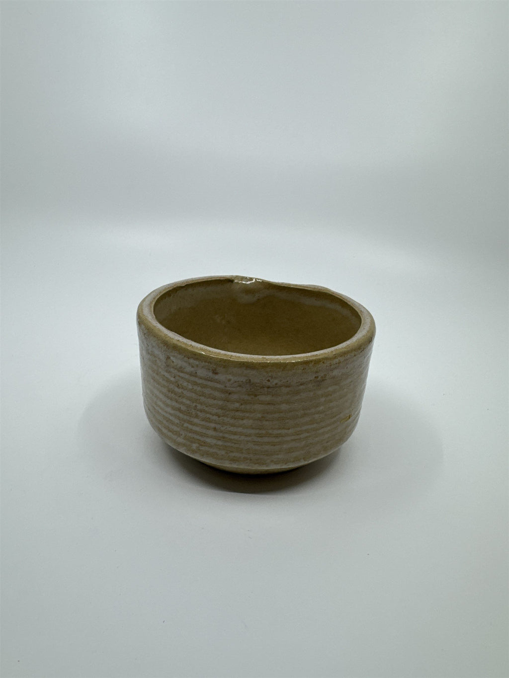 Vintage Ceramic Pottery Dish Tan Handmade 4-1/4" x 2-1/2" #7004