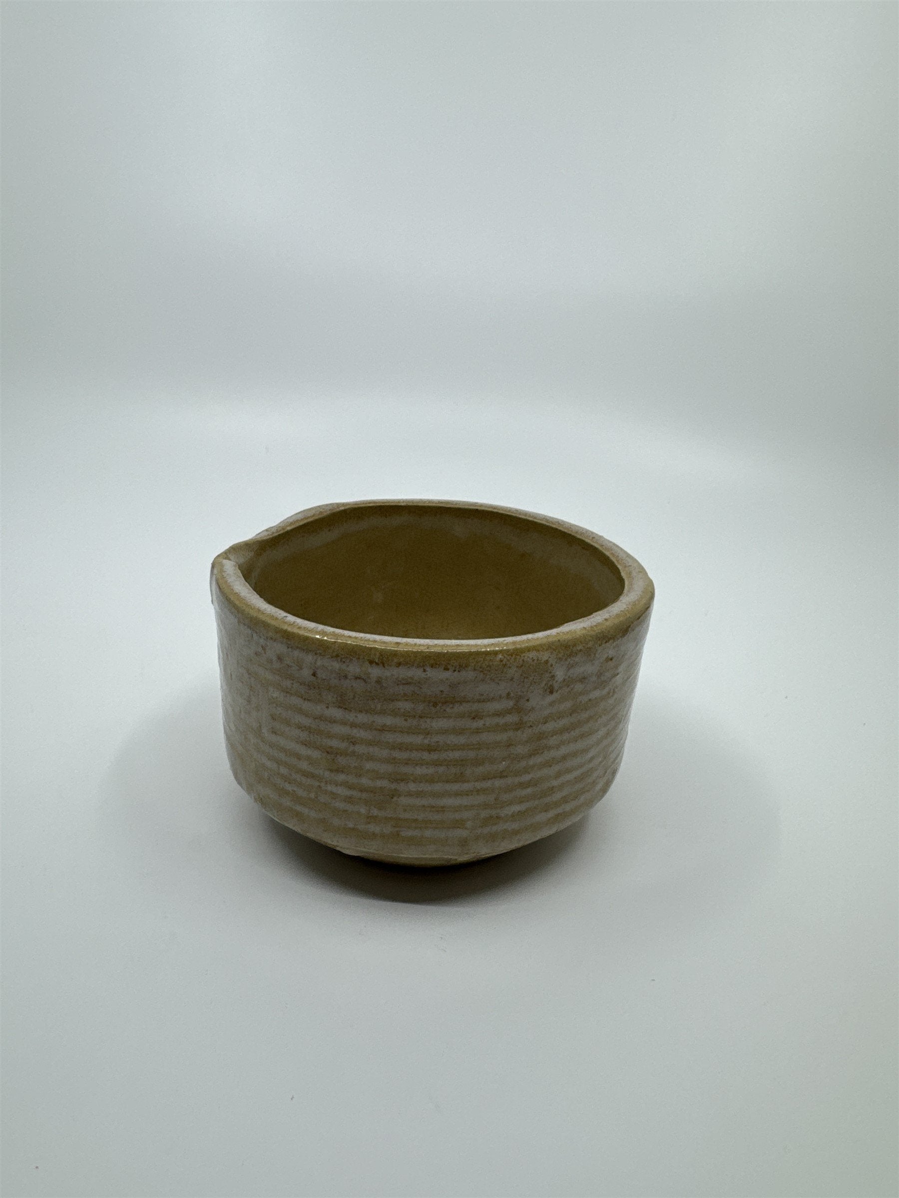 Vintage Ceramic Pottery Dish Tan Handmade 4-1/4" x 2-1/2" #7004