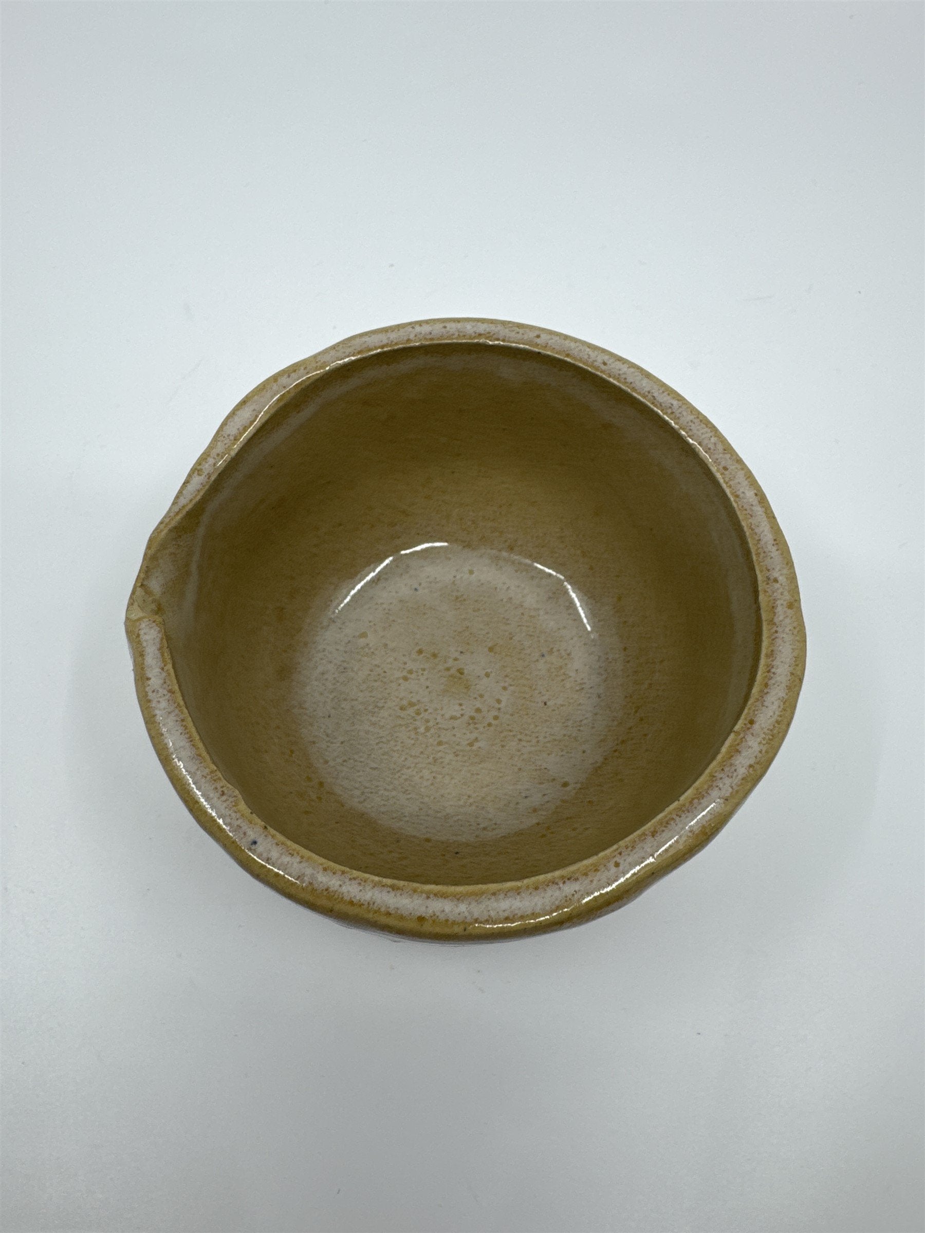 Vintage Ceramic Pottery Dish Tan Handmade 4-1/4" x 2-1/2" #7004