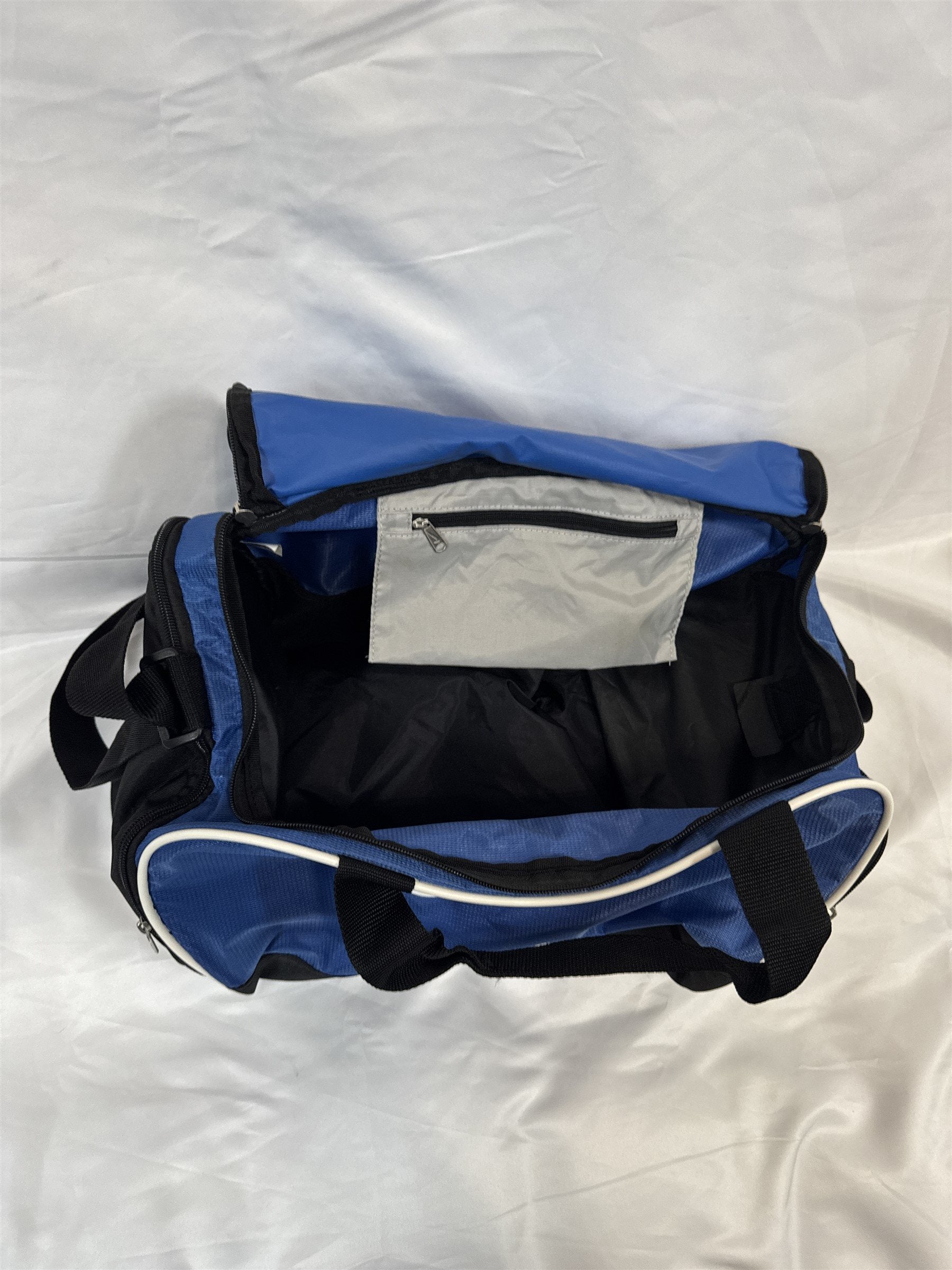 Blue Nike Duffle Bag /w Side Pockets and Mini Interior Zipper Pocket Blue Black