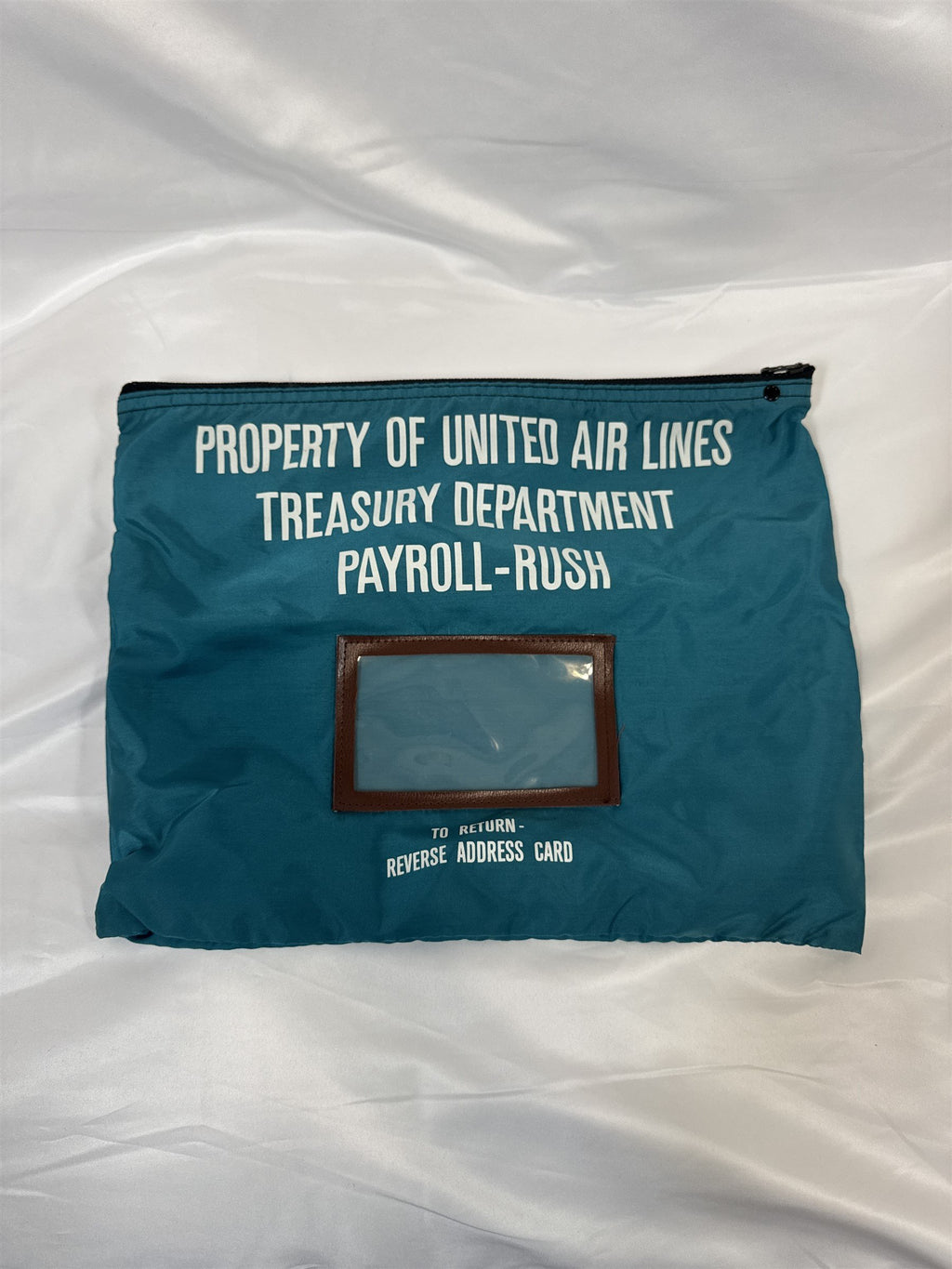 Vintage United Airlines Treasury Department Payroll Rush Blue Money Deposit Bag