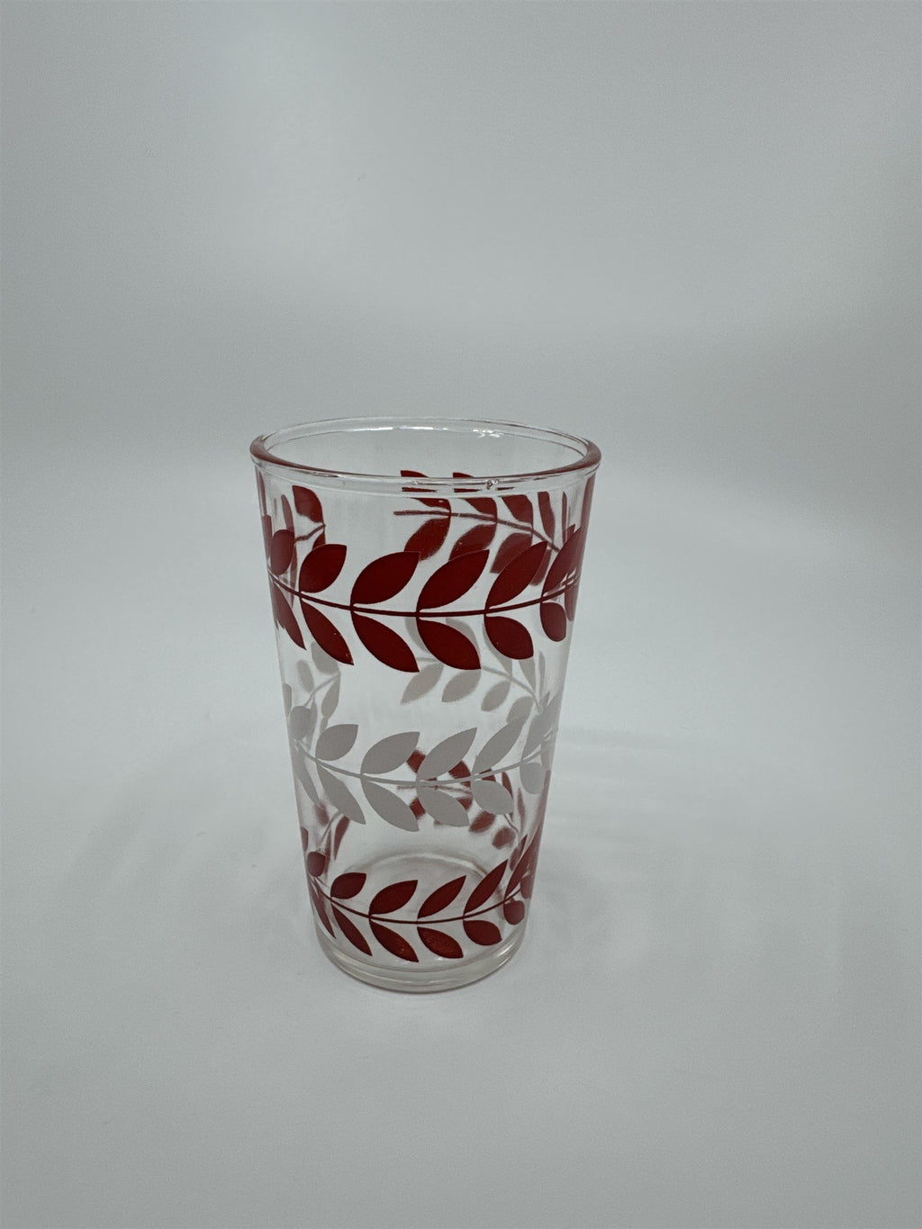 Vintage Hazel Atlas Red/White Horizontal Flower Vines Swanky Swigs Glass