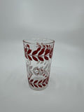 Vintage Hazel Atlas Red/White Horizontal Flower Vines Swanky Swigs Glass