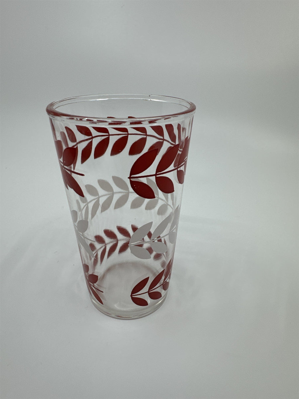 Vintage Hazel Atlas Red/White Horizontal Flower Vines Swanky Swigs Glass
