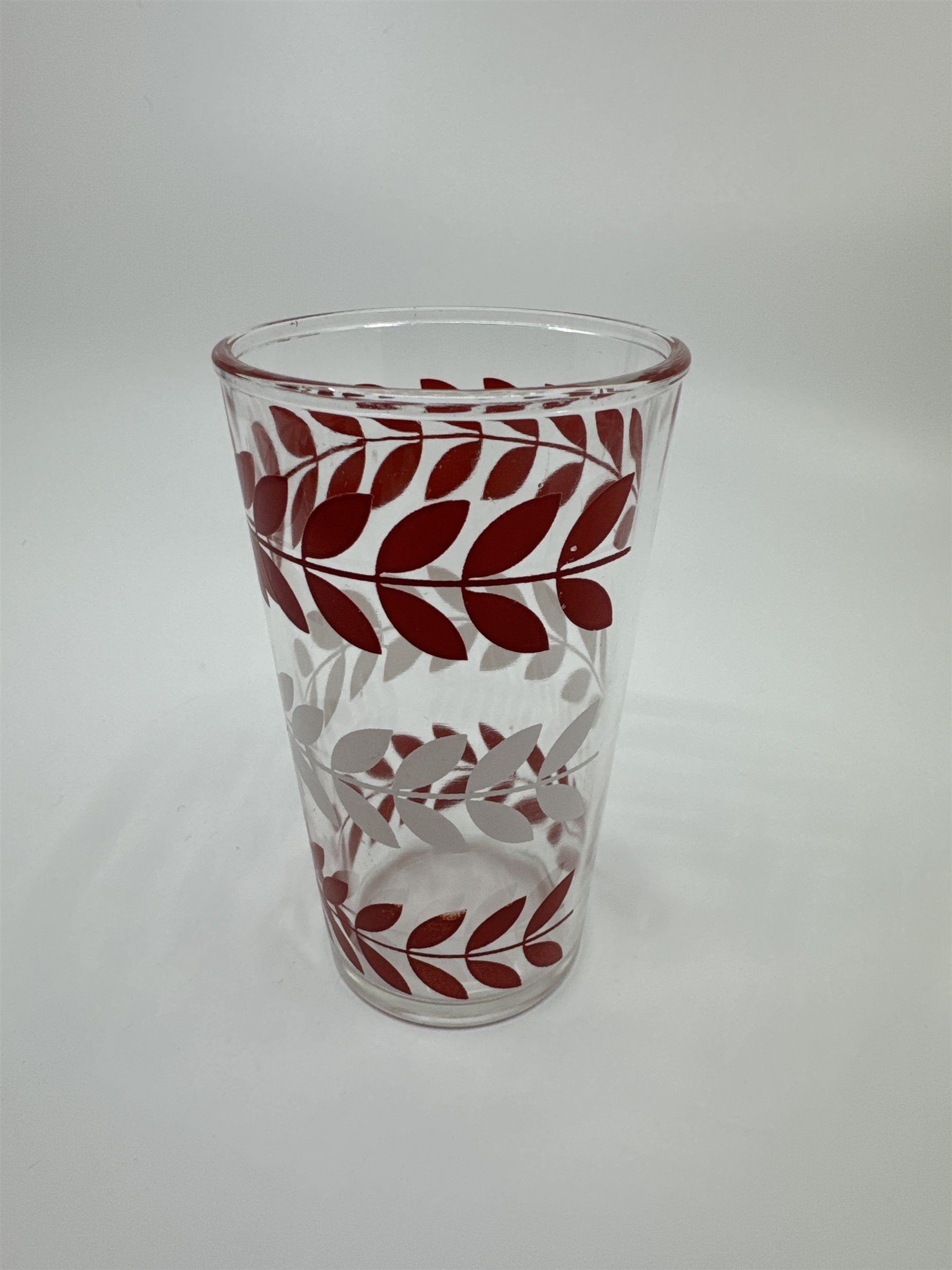 Vintage Hazel Atlas Red/White Horizontal Flower Vines Swanky Swigs Glass