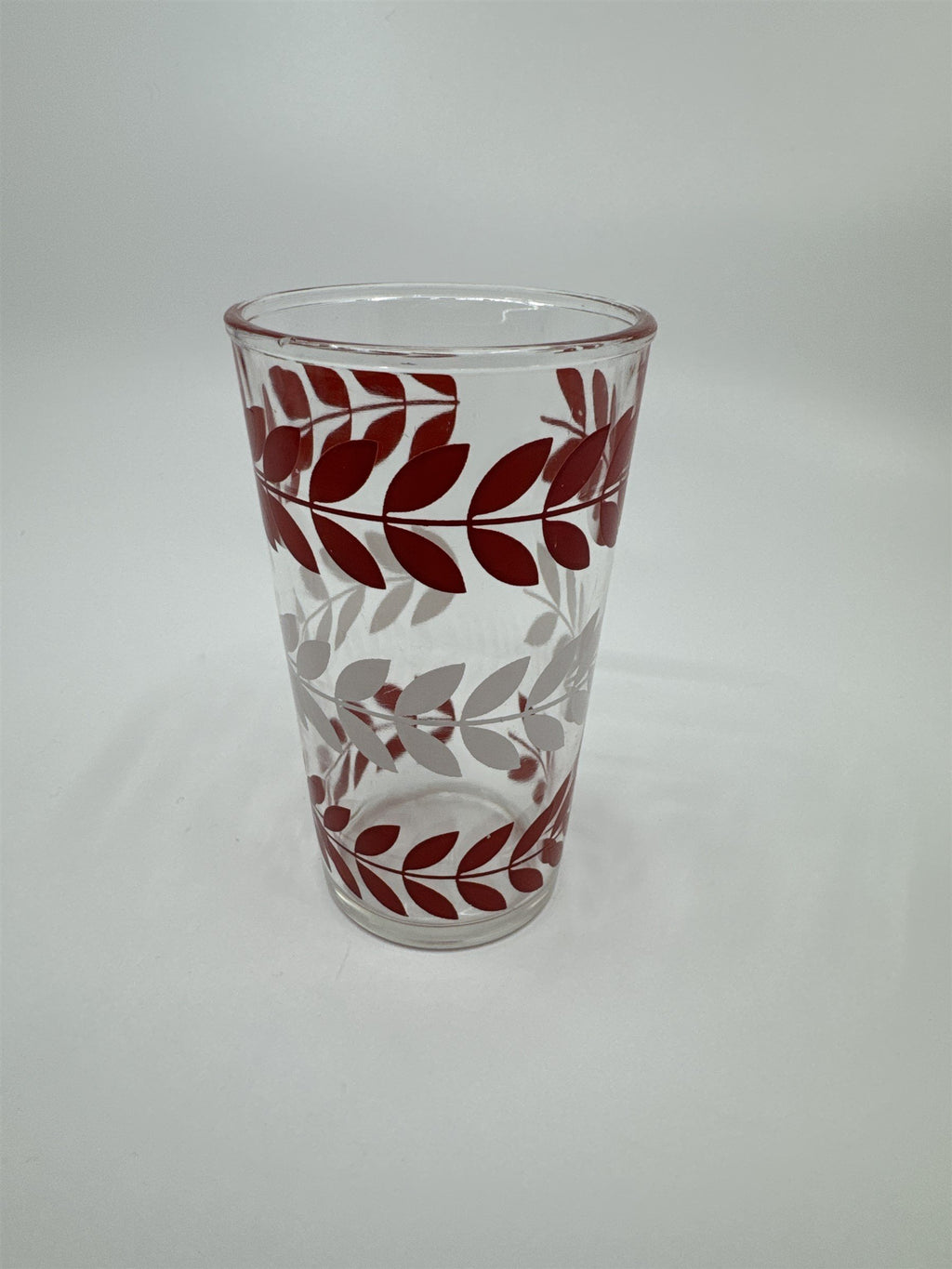 Vintage Hazel Atlas Red/White Horizontal Flower Vines Swanky Swigs Glass
