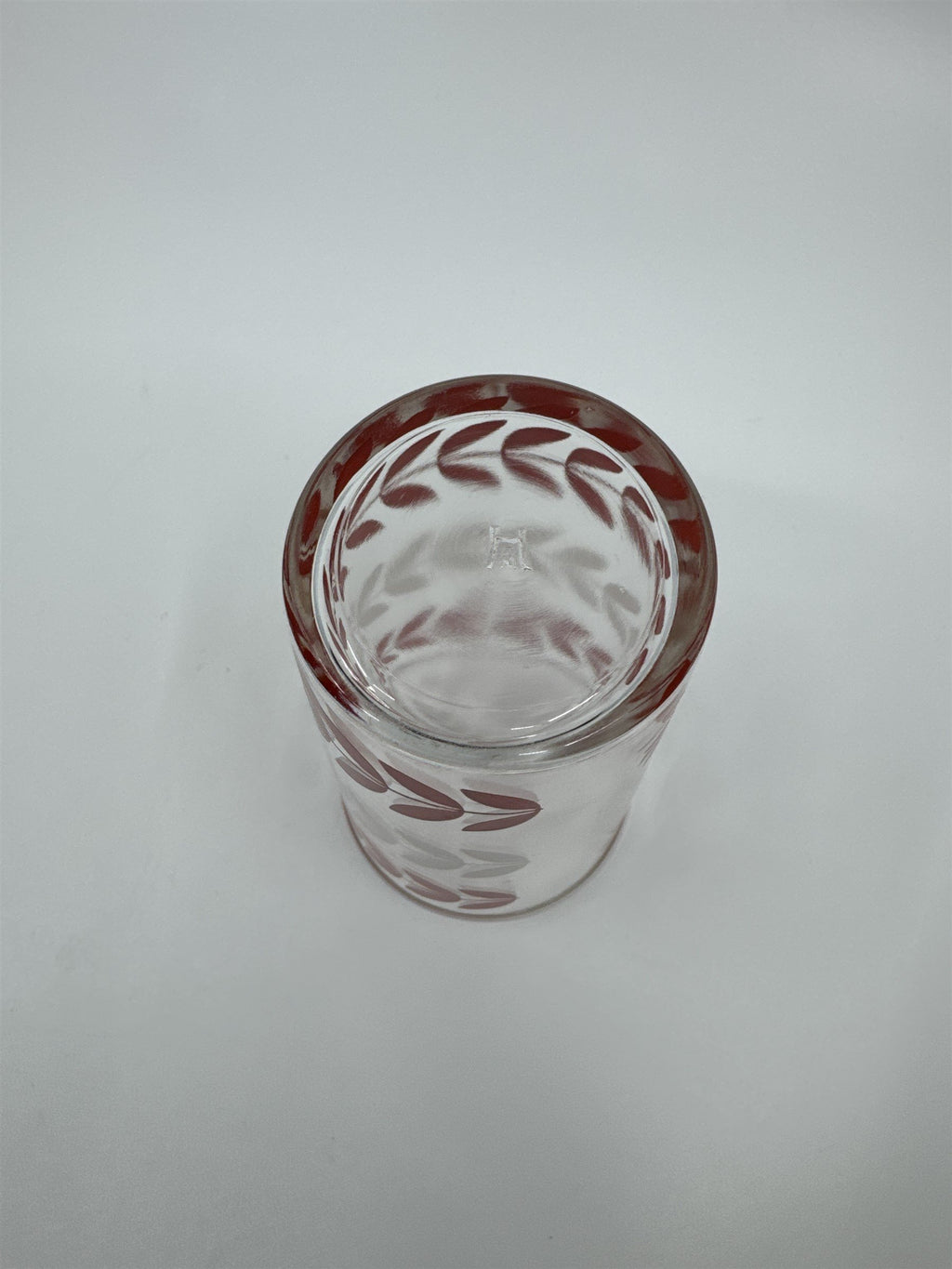 Vintage Hazel Atlas Red/White Horizontal Flower Vines Swanky Swigs Glass