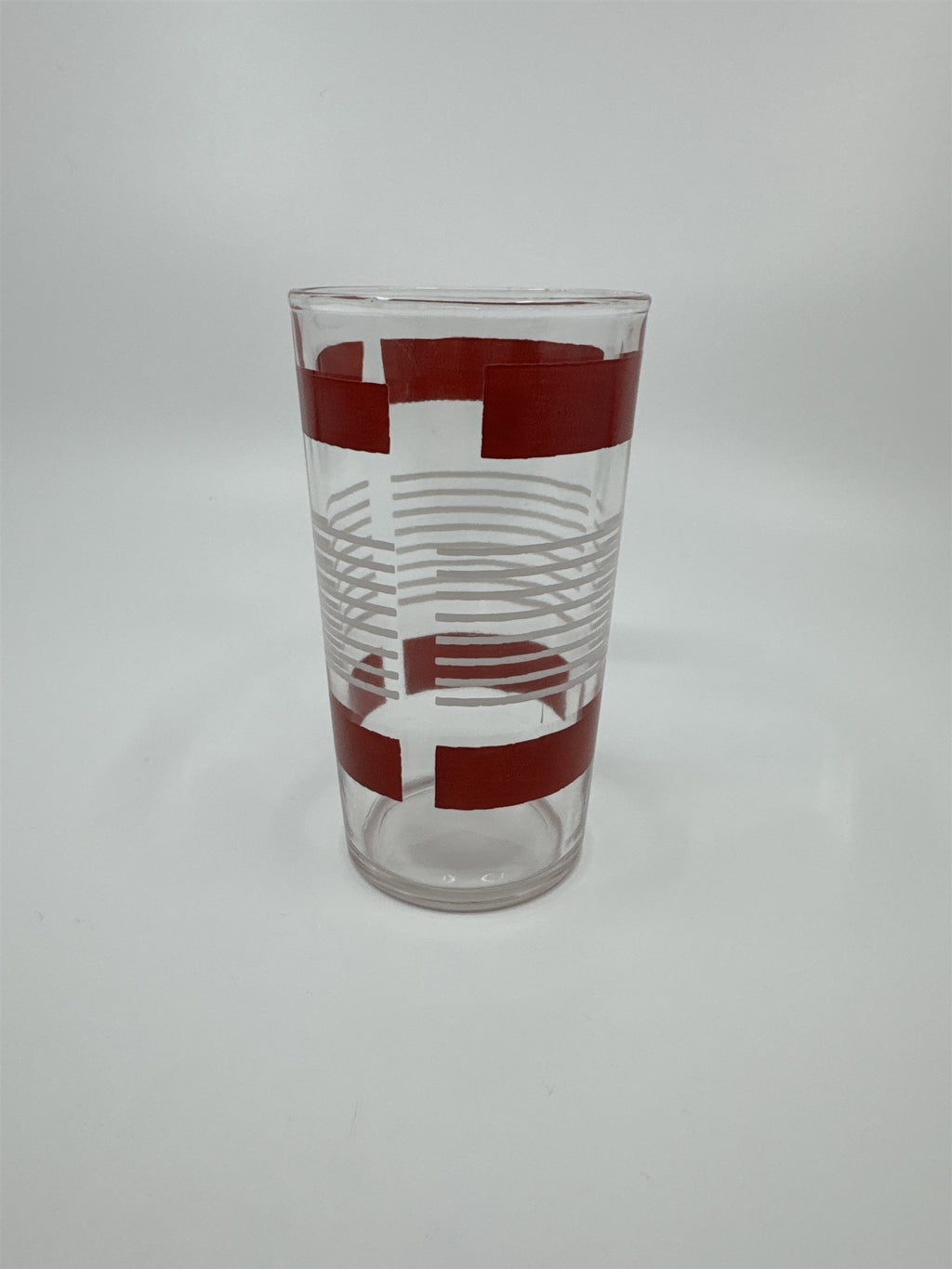 Vintage Anchor Hocking Red and White Block Lines Swanky Swigs Glass