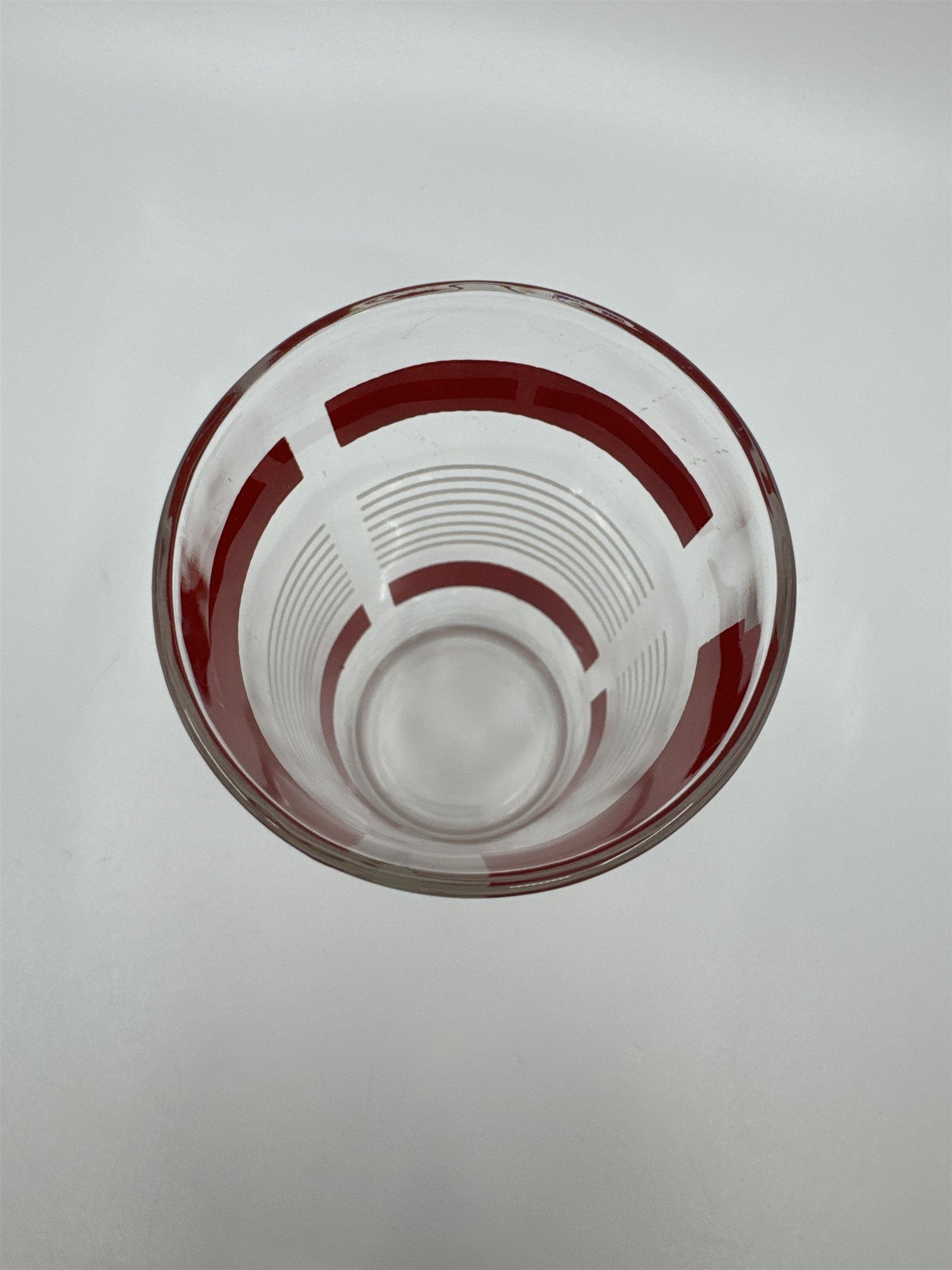 Vintage Anchor Hocking Red and White Block Lines Swanky Swigs Glass