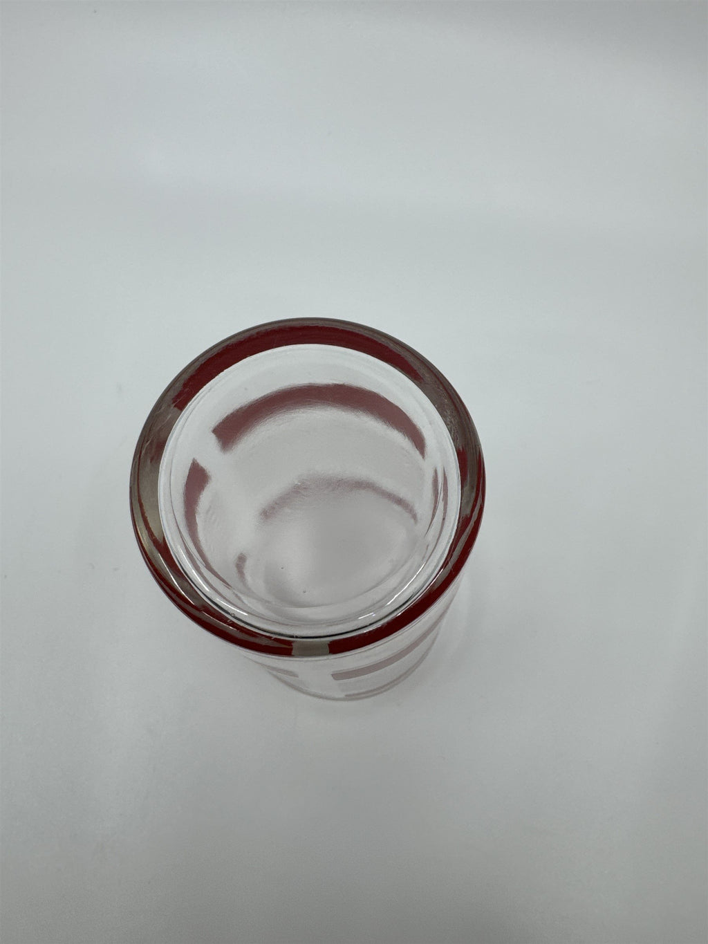 Vintage Anchor Hocking Red and White Block Lines Swanky Swigs Glass