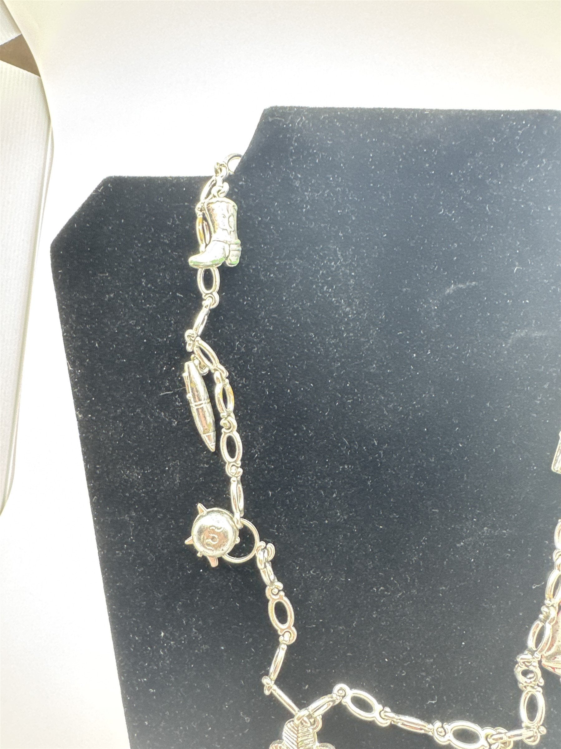 Vintage 1970s/1980s Plastic Bell Charm Necklace Silver Tone Plastic Kid Necklace