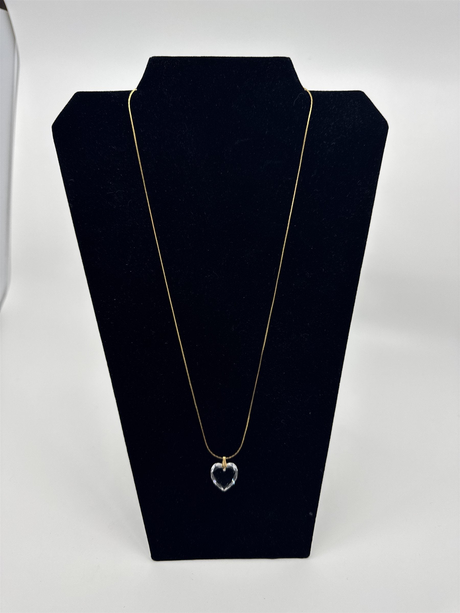 Crystal Heart Necklace /w Gold Plated Chain Unmarked Womens Necklace