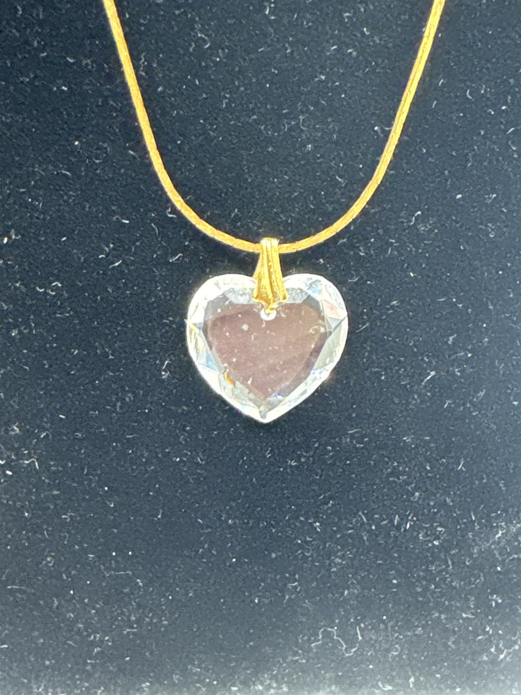 Crystal Heart Necklace /w Gold Plated Chain Unmarked Womens Necklace