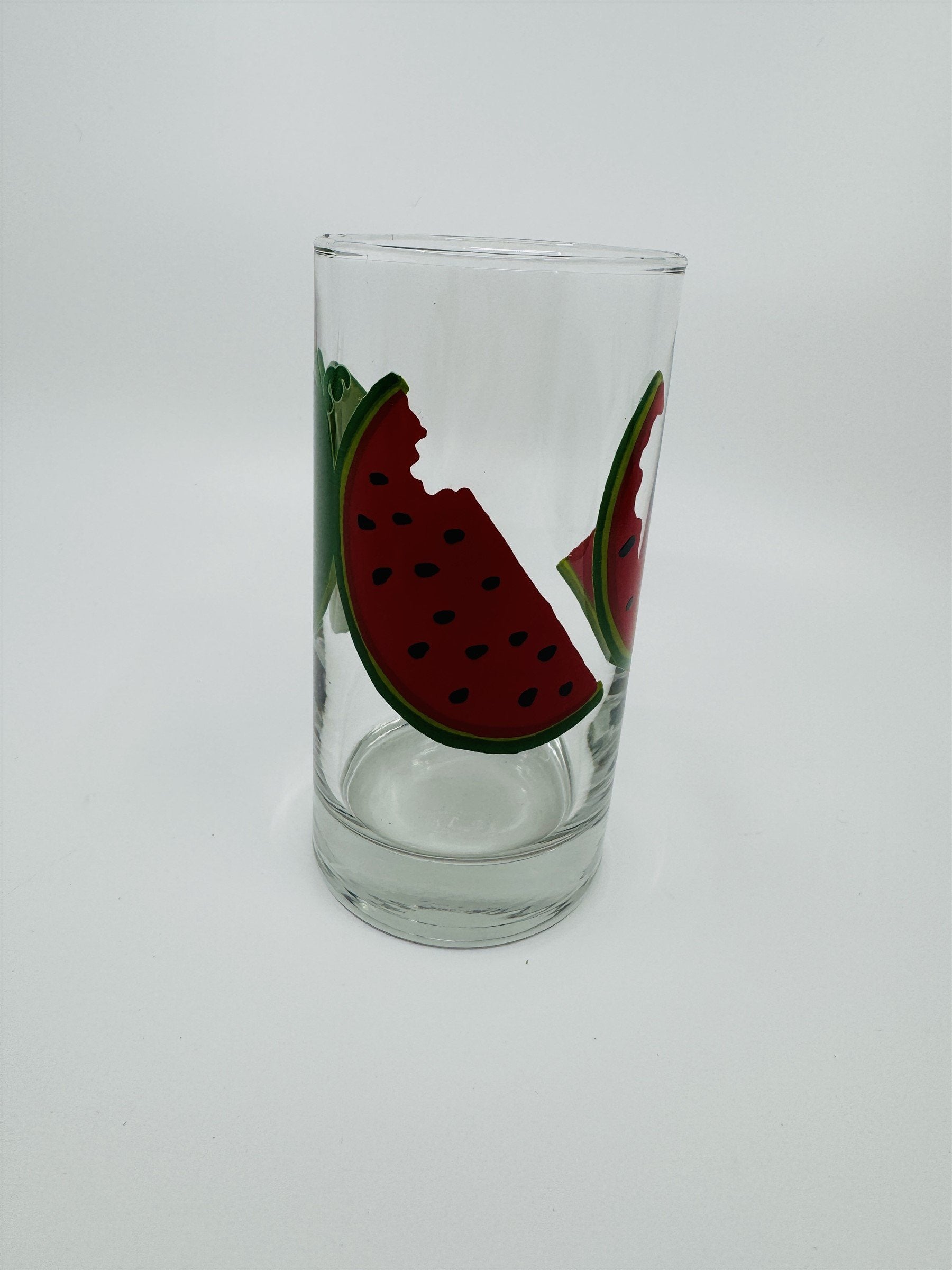 Vintage Watermelon Stages of Being Eaten Juice Glass - Enjoying Watermelon Glass