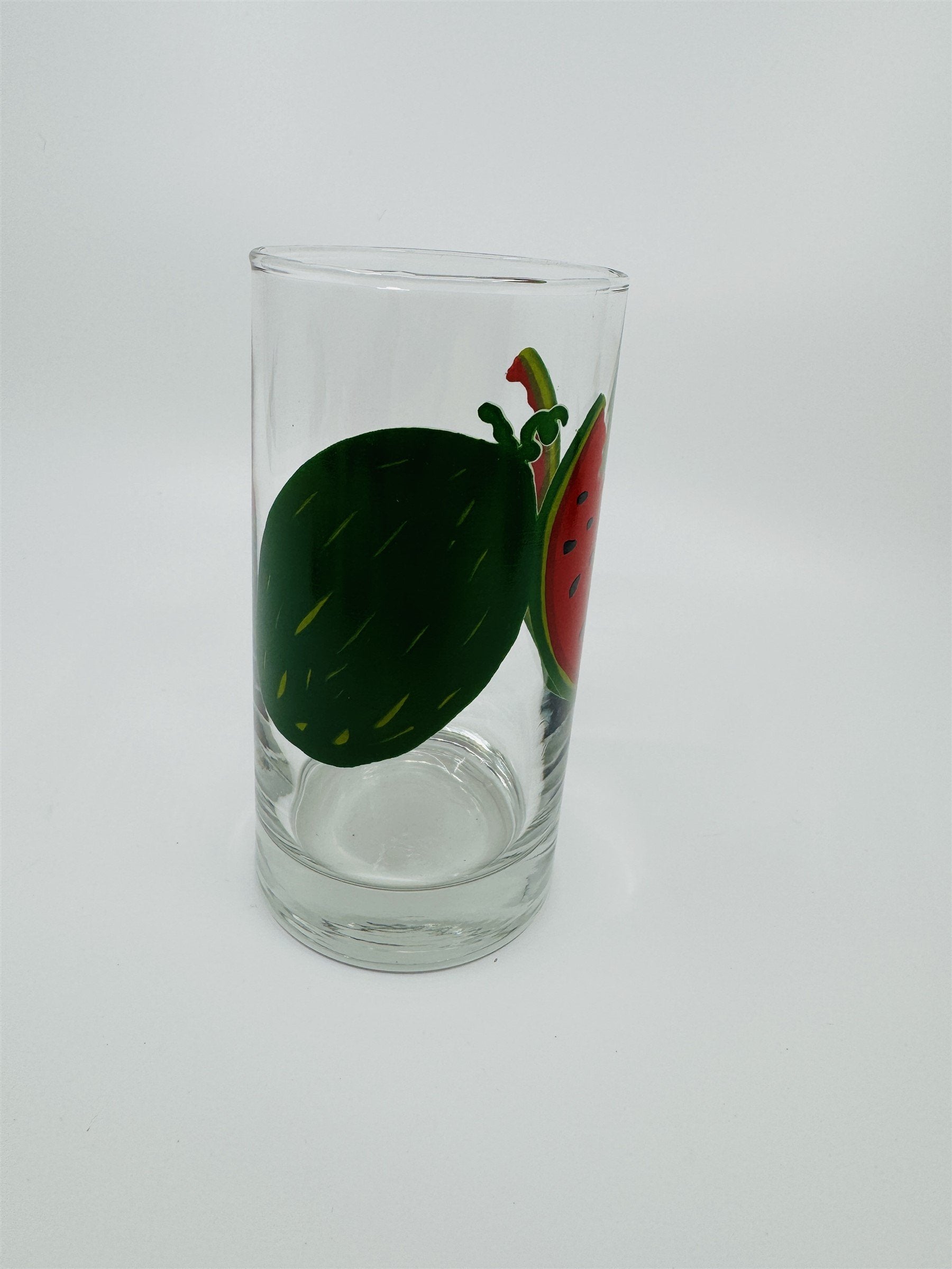 Vintage Watermelon Stages of Being Eaten Juice Glass - Enjoying Watermelon Glass