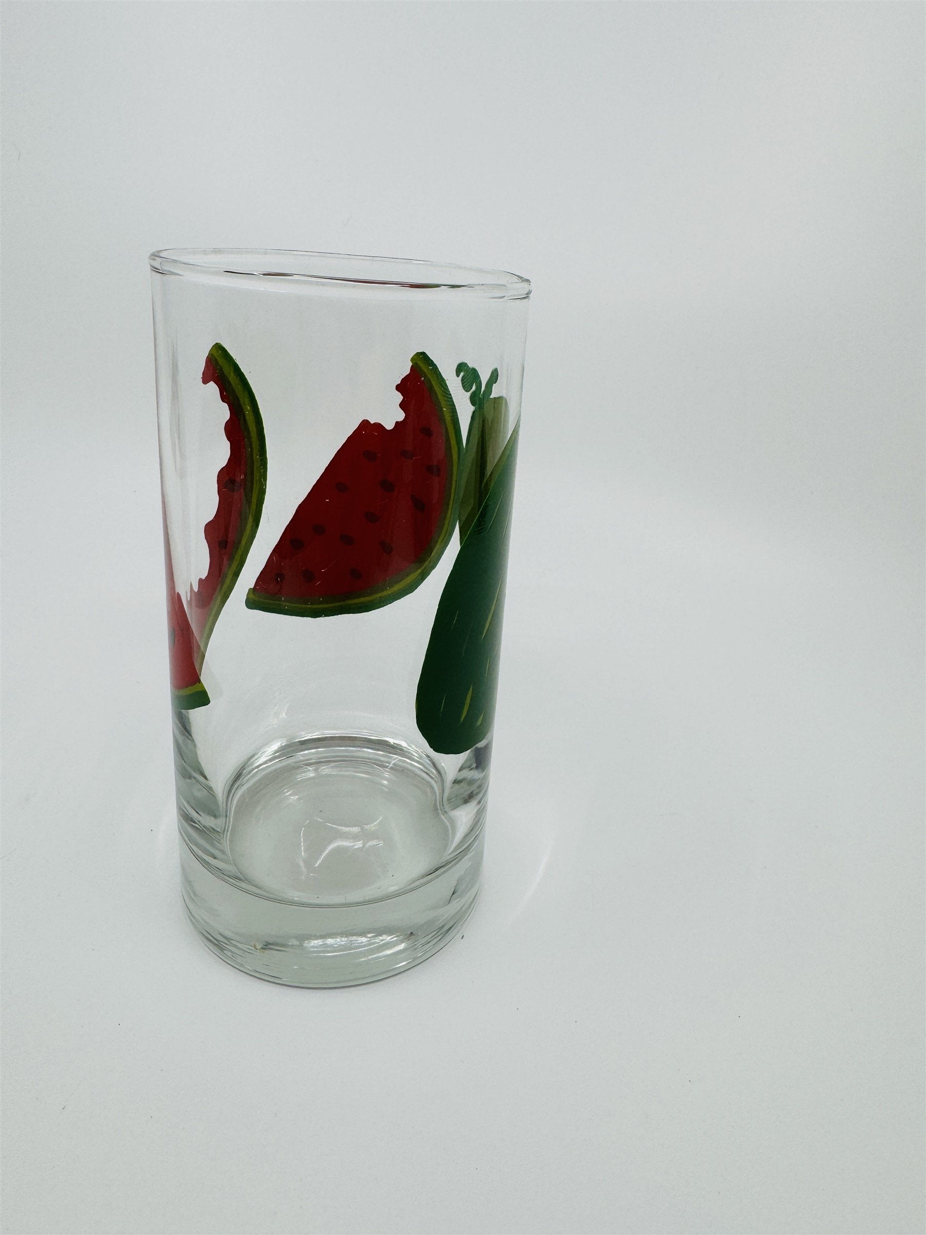 Vintage Watermelon Stages of Being Eaten Juice Glass - Enjoying Watermelon Glass