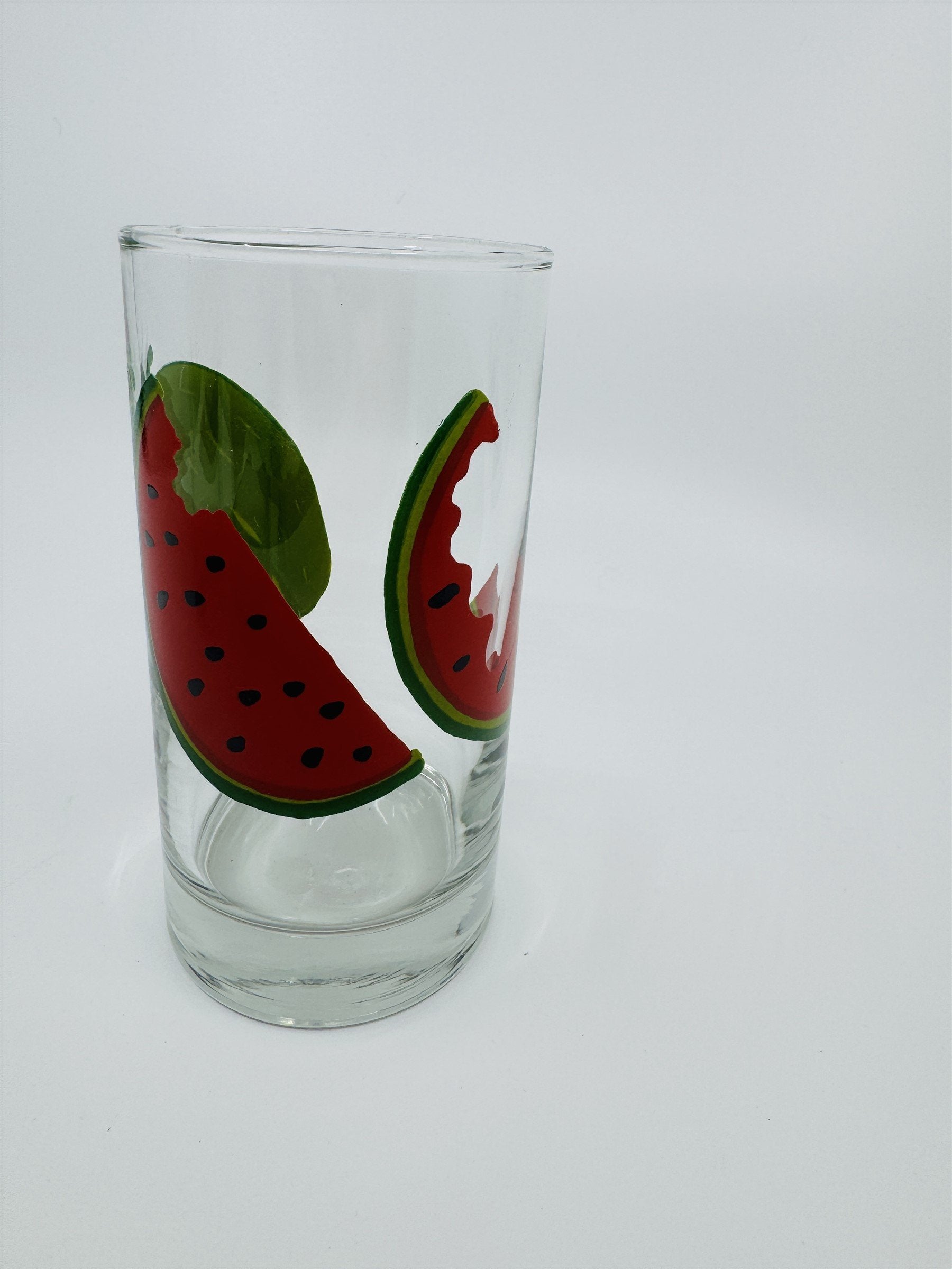 Vintage Watermelon Stages of Being Eaten Juice Glass - Enjoying Watermelon Glass