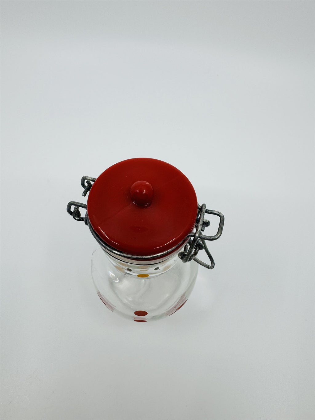 Hand Painted Glass Snowman Jar Bottle Bail Closure Lid Red /w Mittens 5" MSRF