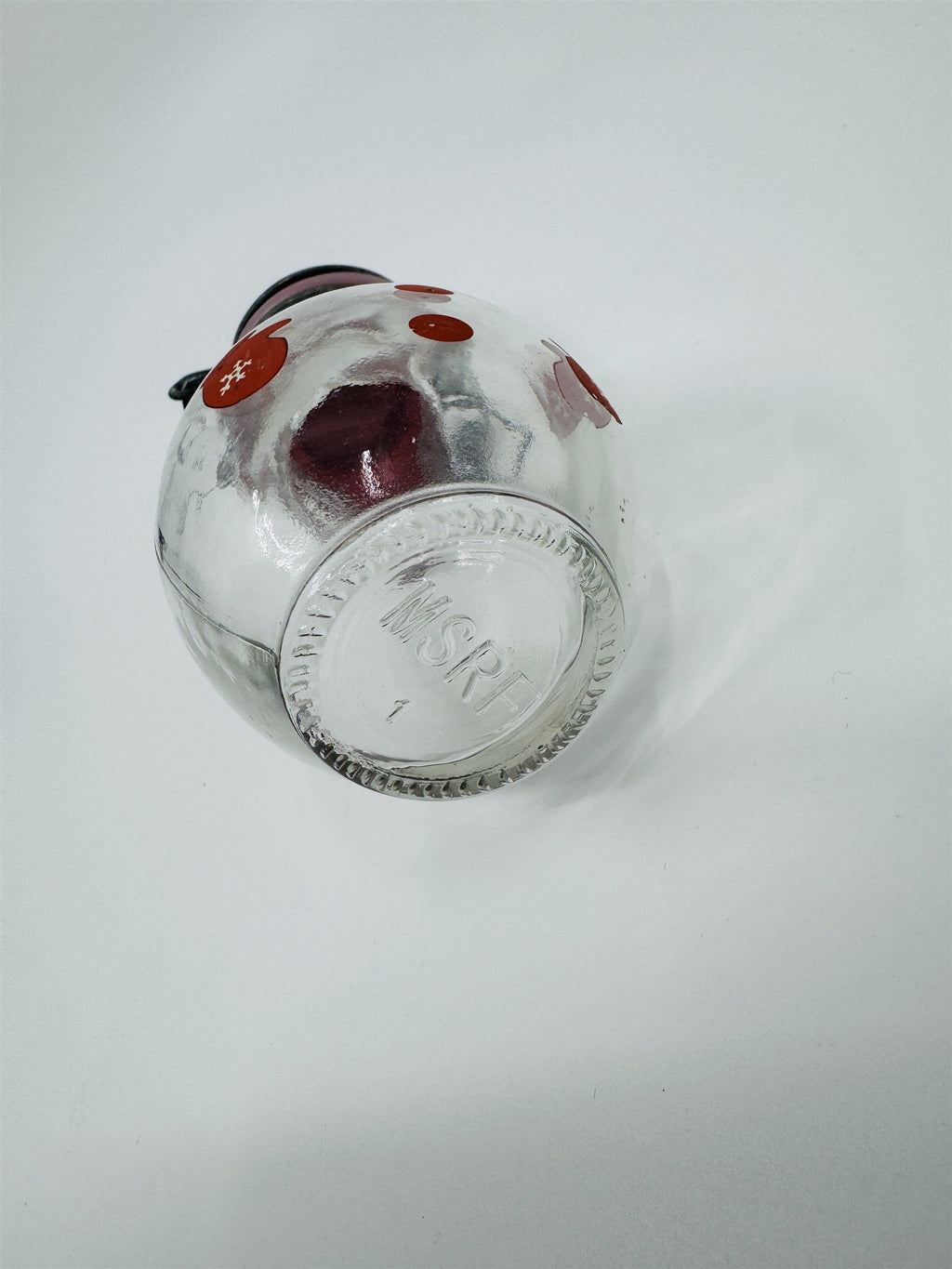 Hand Painted Glass Snowman Jar Bottle Bail Closure Lid Red /w Mittens 5" MSRF