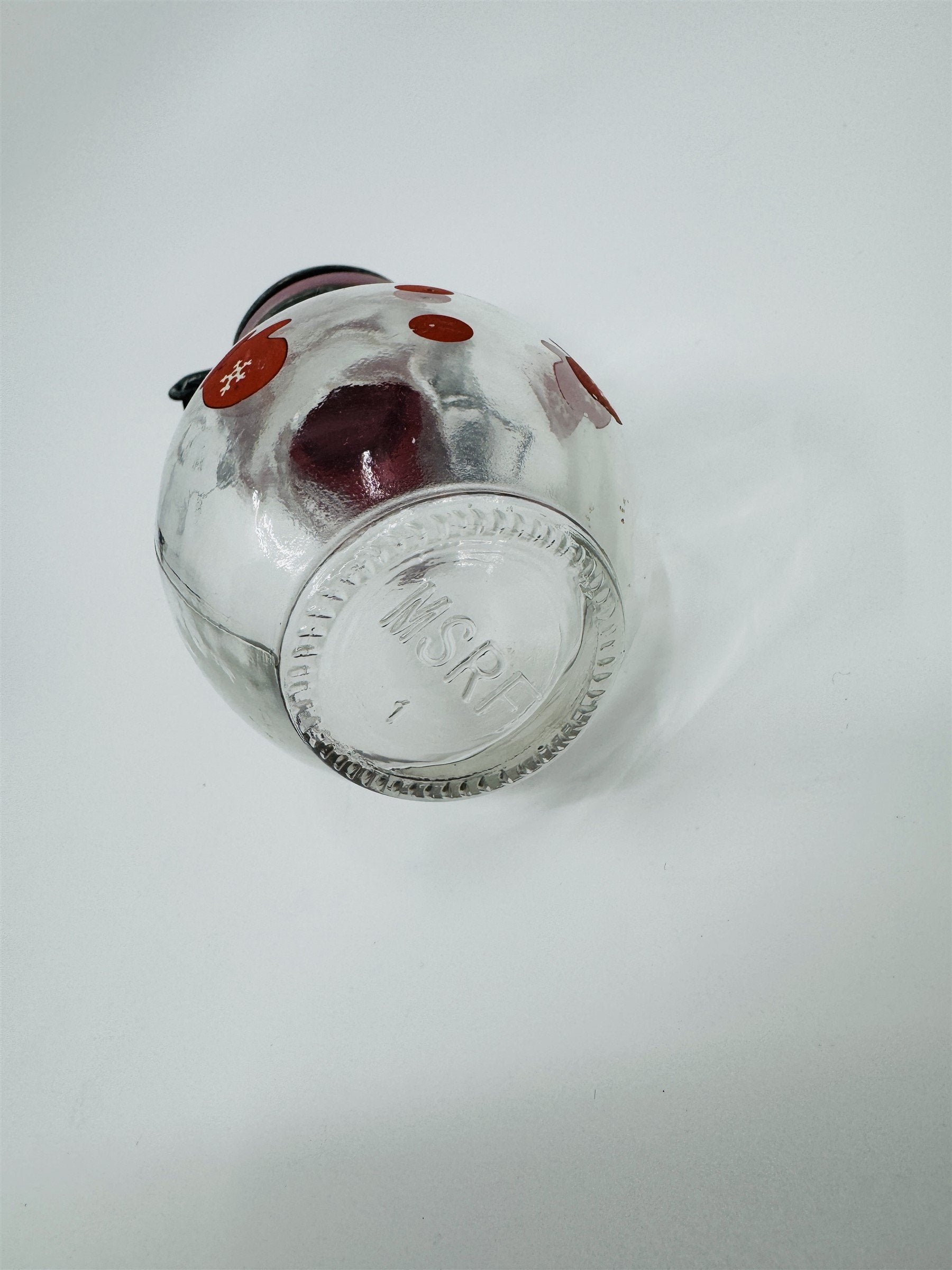 Hand Painted Glass Snowman Jar Bottle Bail Closure Lid Red /w Mittens 5" MSRF