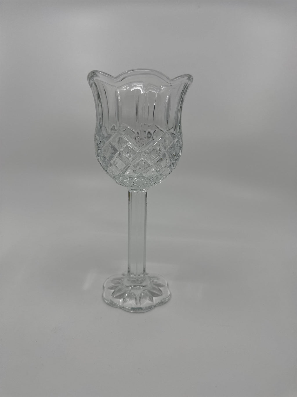 Vintage Homco Home Interiors Glass Pedestal Candle Holder Scalloped Edge Votive