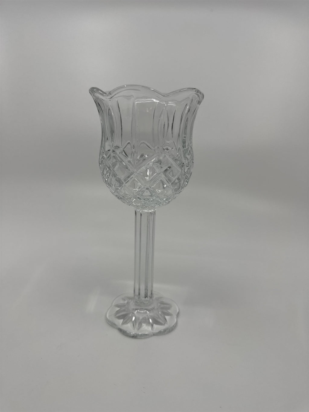 Vintage Homco Home Interiors Glass Pedestal Candle Holder Scalloped Edge Votive