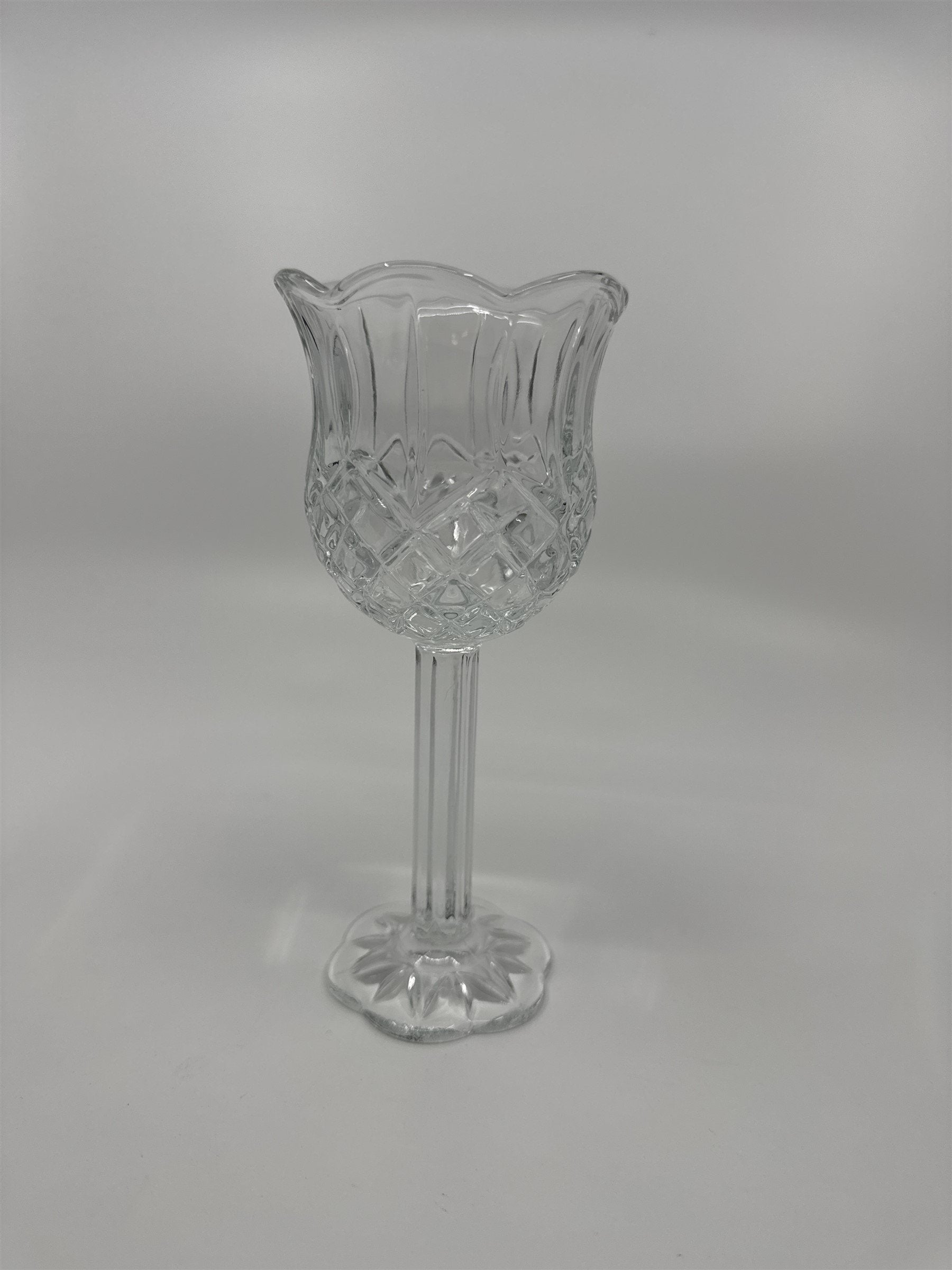 Vintage Homco Home Interiors Glass Pedestal Candle Holder Scalloped Edge Votive