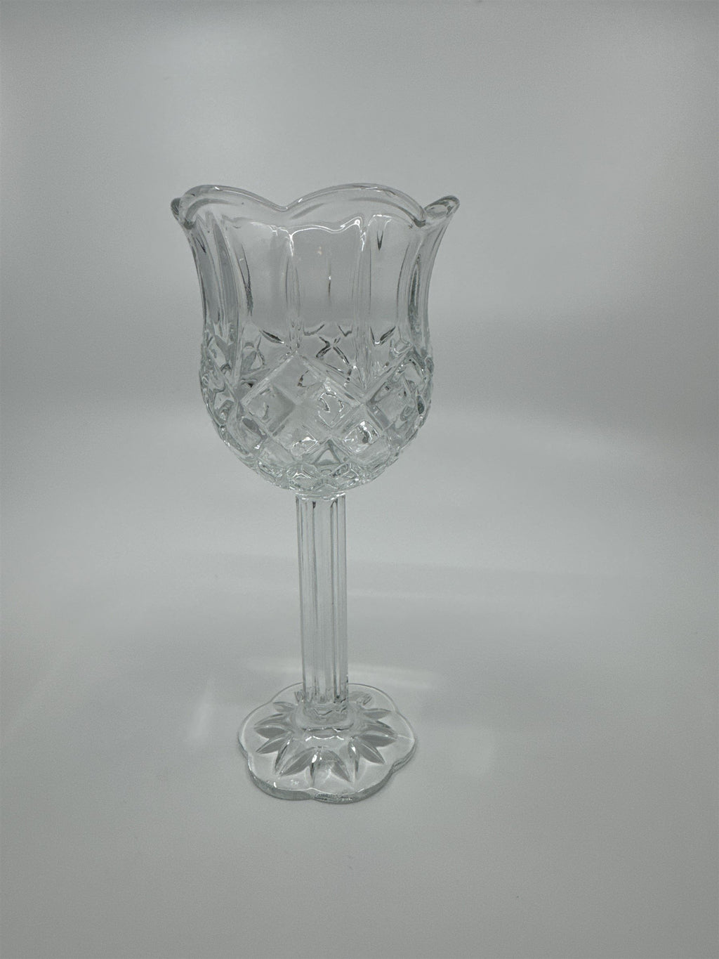 Vintage Homco Home Interiors Glass Pedestal Candle Holder Scalloped Edge Votive