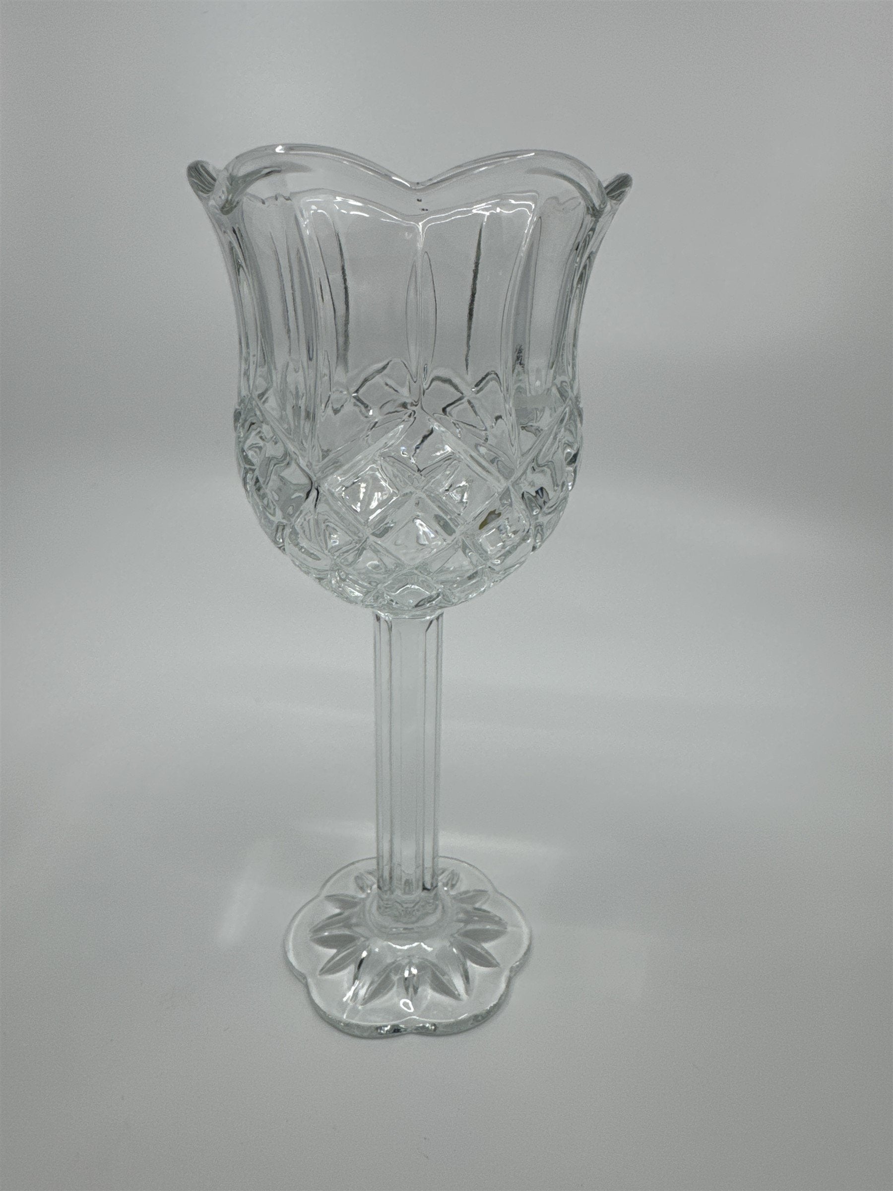 Vintage Homco Home Interiors Glass Pedestal Candle Holder Scalloped Edge Votive