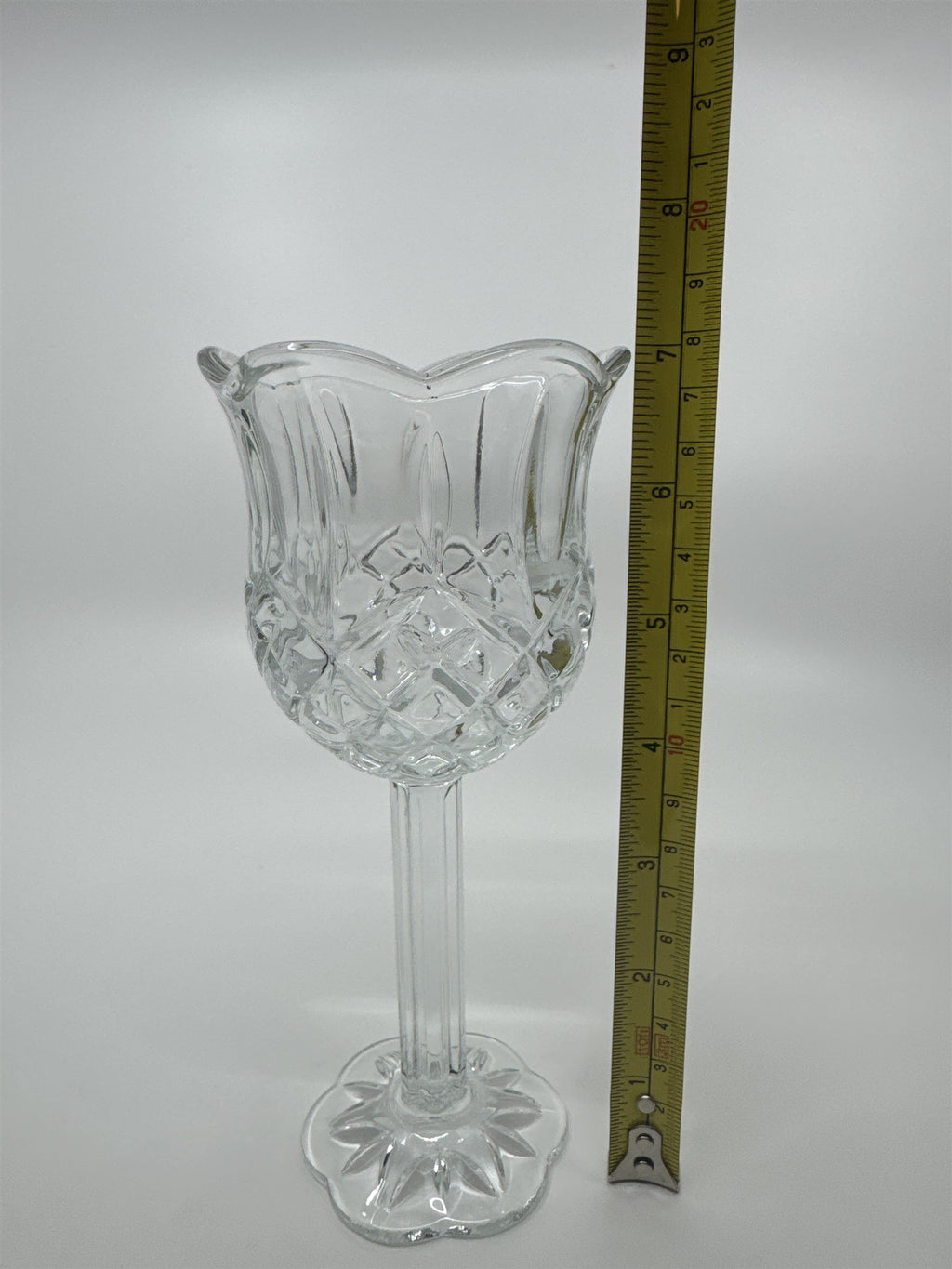 Vintage Homco Home Interiors Glass Pedestal Candle Holder Scalloped Edge Votive