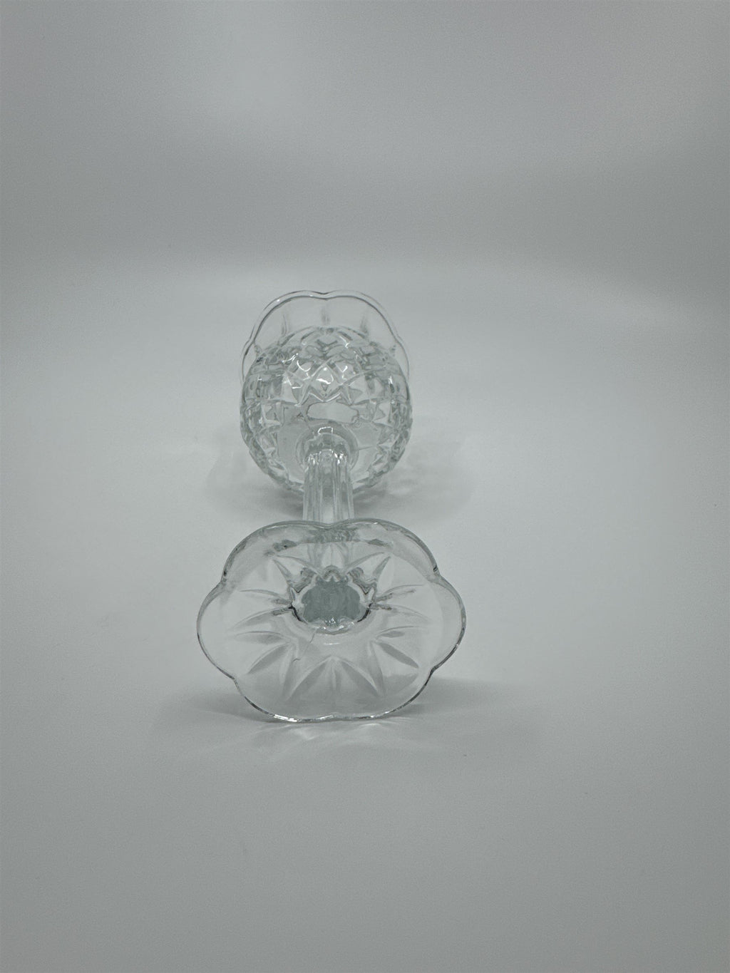 Vintage Homco Home Interiors Glass Pedestal Candle Holder Scalloped Edge Votive