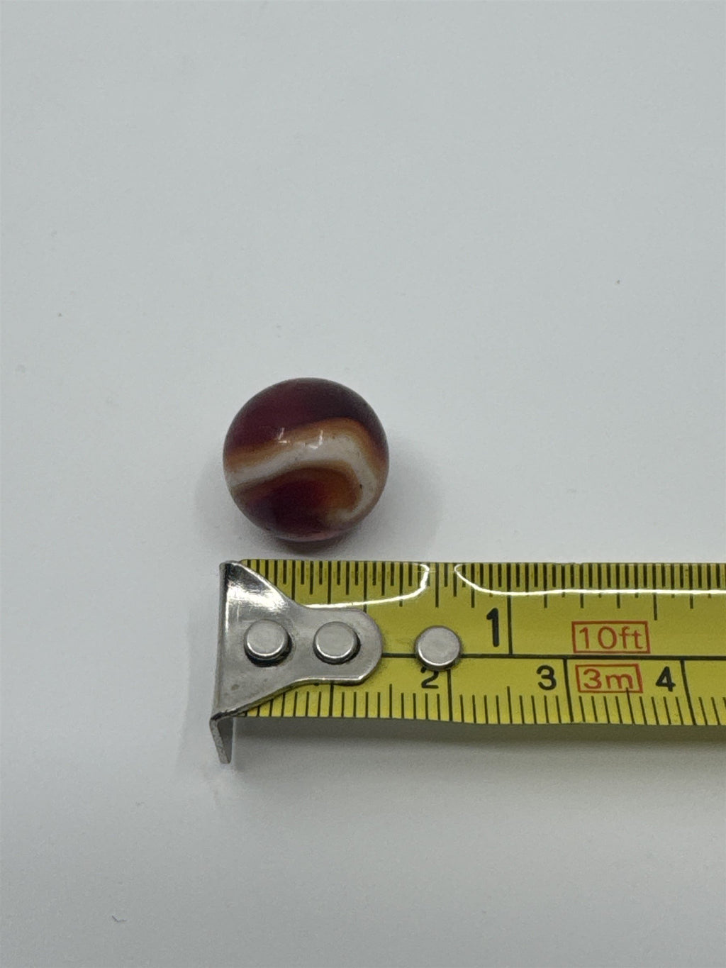 Vintage Akro Orange/Red/White Swirl Marble Glass or Crystal Agate
