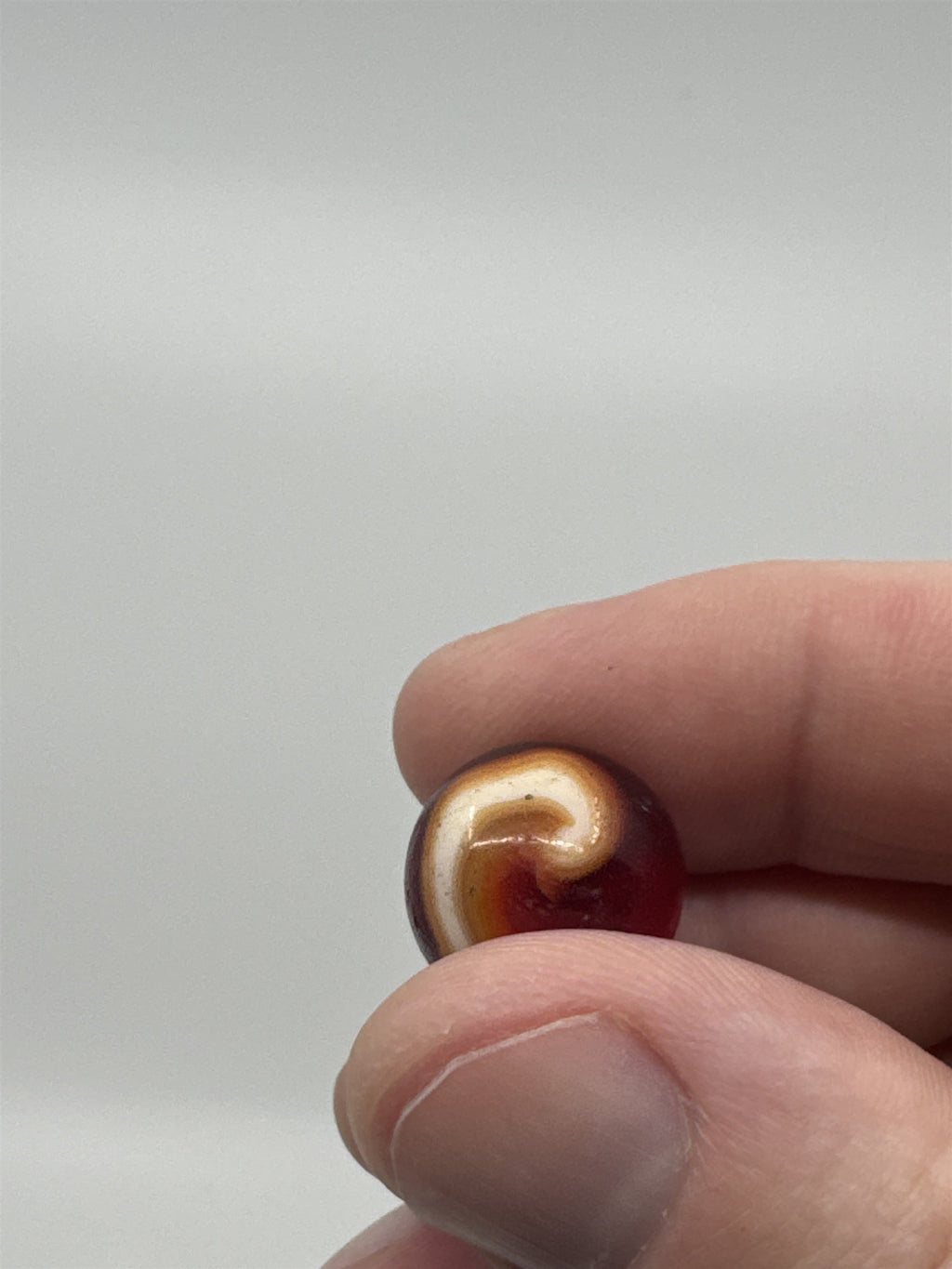 Vintage Akro Orange/Red/White Swirl Marble Glass or Crystal Agate