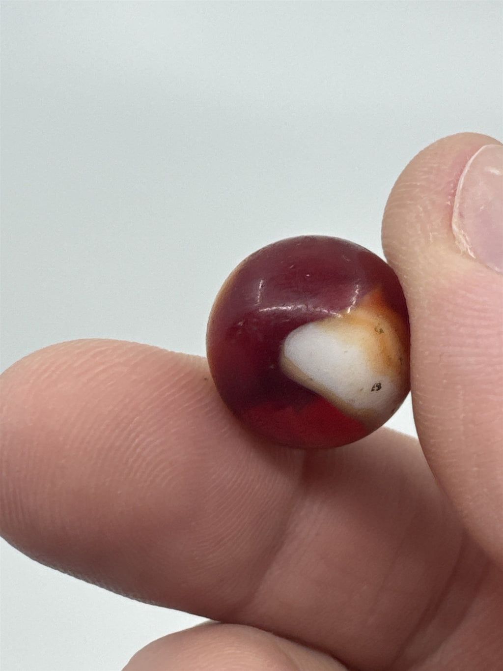 Vintage Akro Orange/Red/White Swirl Marble Glass or Crystal Agate