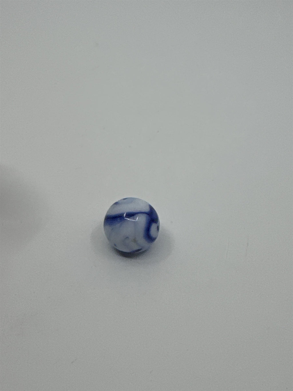 Vintage Blue and White Swirl Glass or Crystal Marble (Played /w Chip)