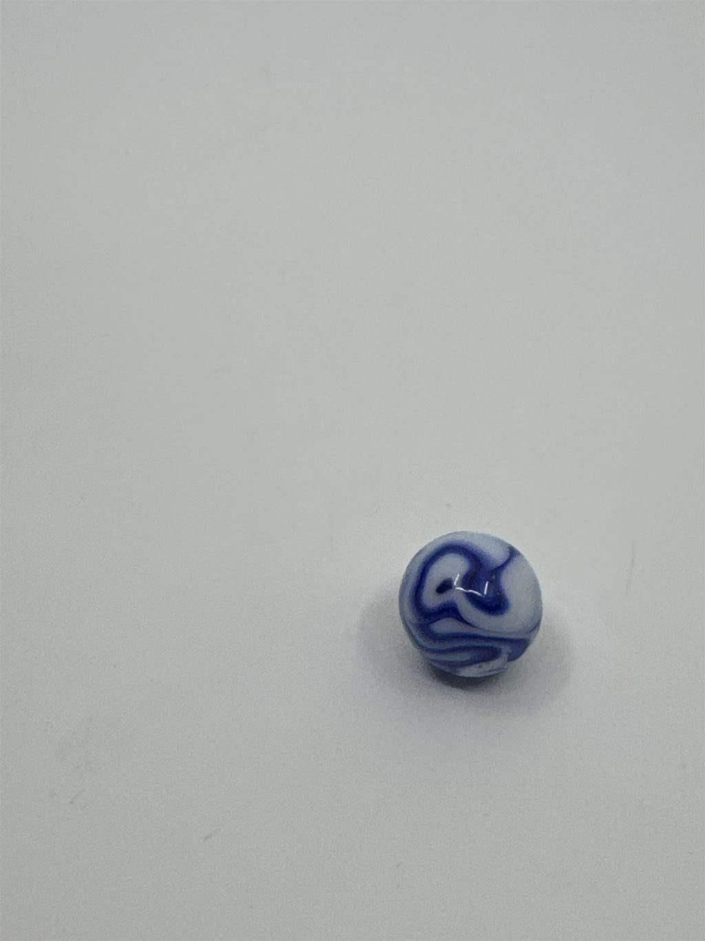 Vintage Blue and White Swirl Glass or Crystal Marble (Played /w Chip)