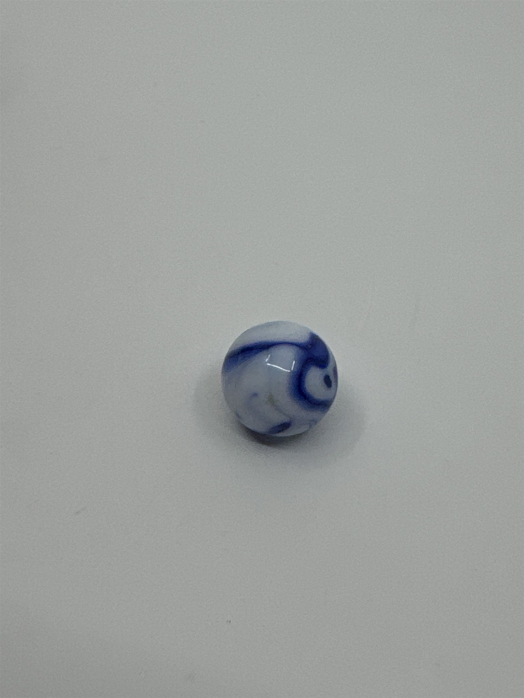 Vintage Blue and White Swirl Glass or Crystal Marble (Played /w Chip)