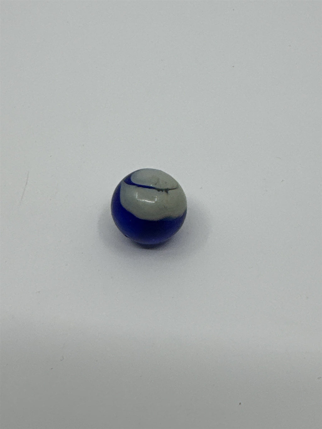 Vintage Blue and White Swirl Glass or Crystal Marble (Played /w Chip)