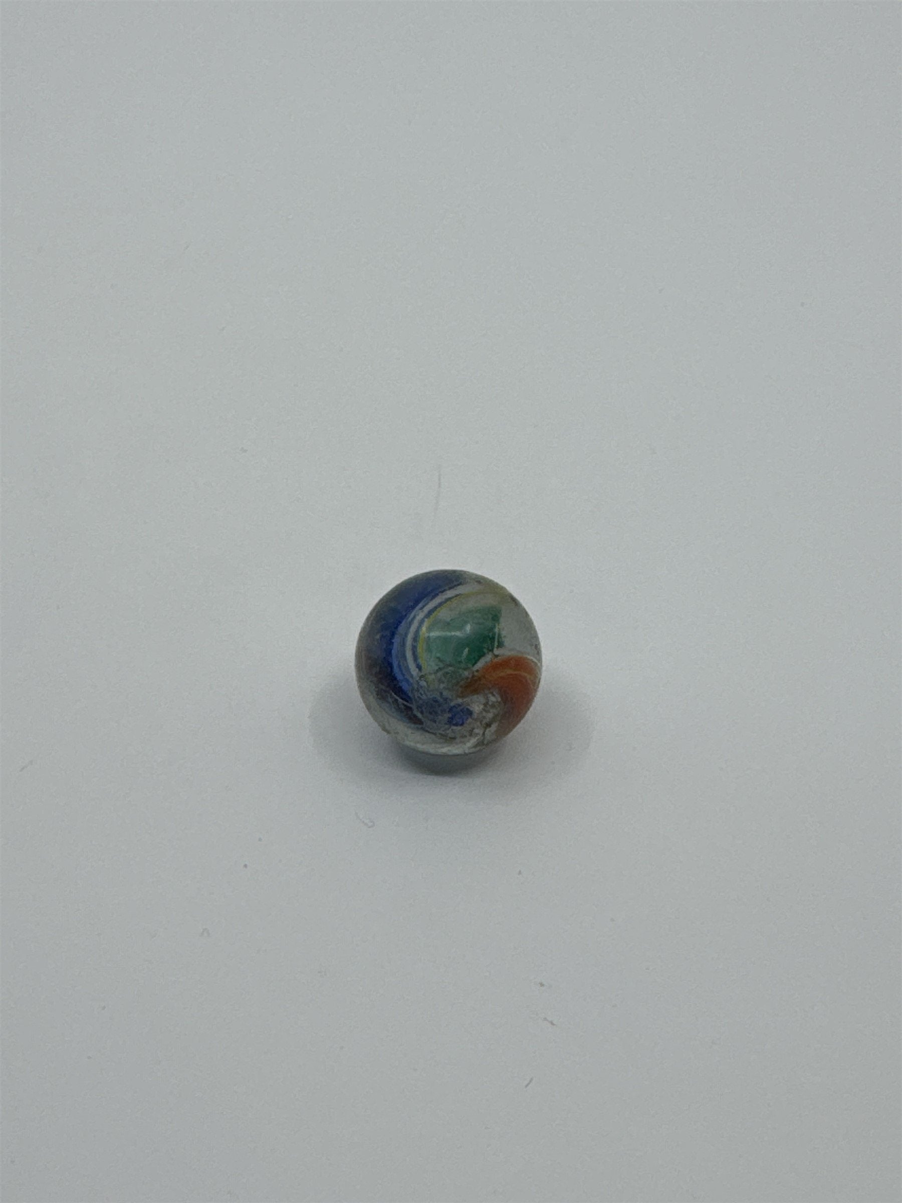 Vintage 1920s Handmade Divided Core Swirled Glass Marble (Played /w Chips)