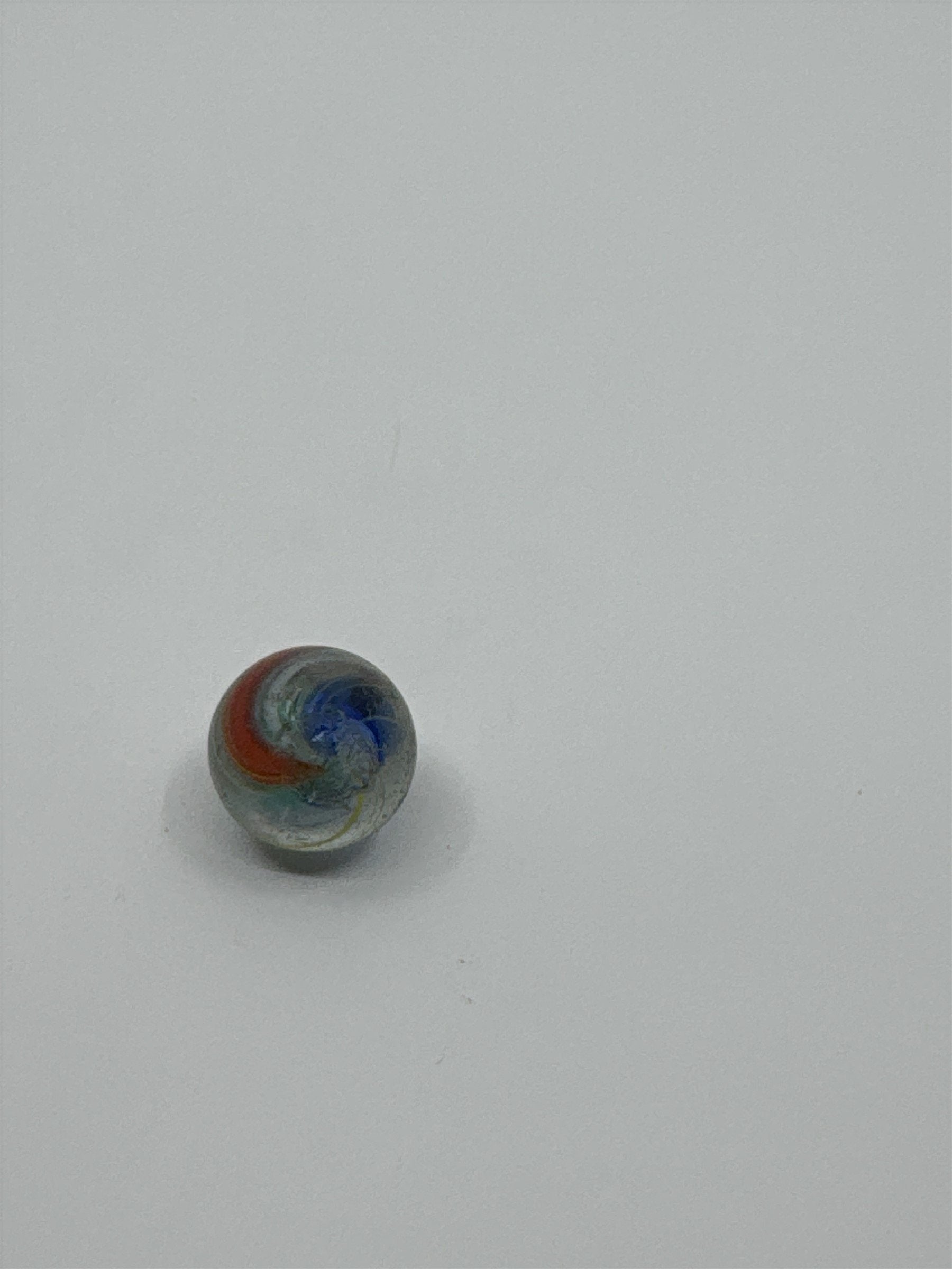 Vintage 1920s Handmade Divided Core Swirled Glass Marble (Played /w Chips)