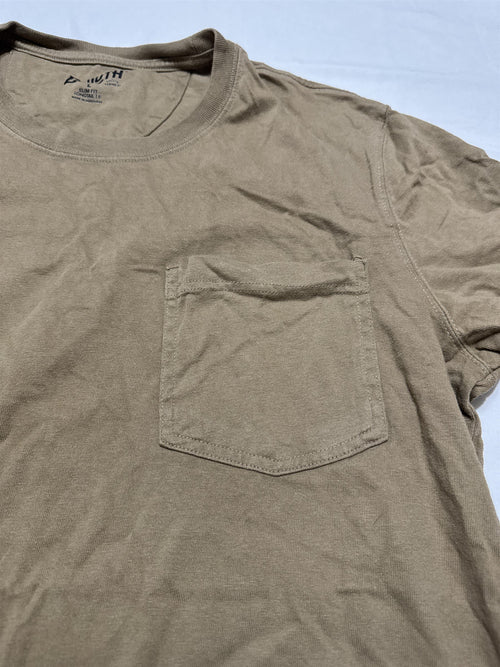 Duluth Trading Co Mens Longtail T-Shirt Pocket Size Large Tan Brown Mink Slim
